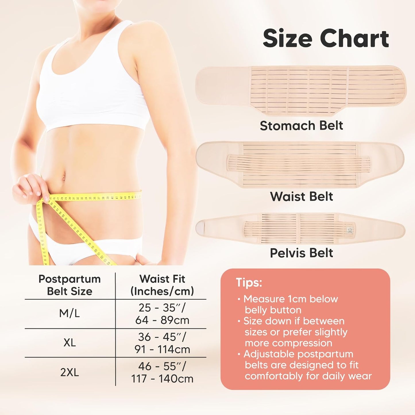 Revive 3 in 1 Postpartum Gürtel, M/L Classic Ivory