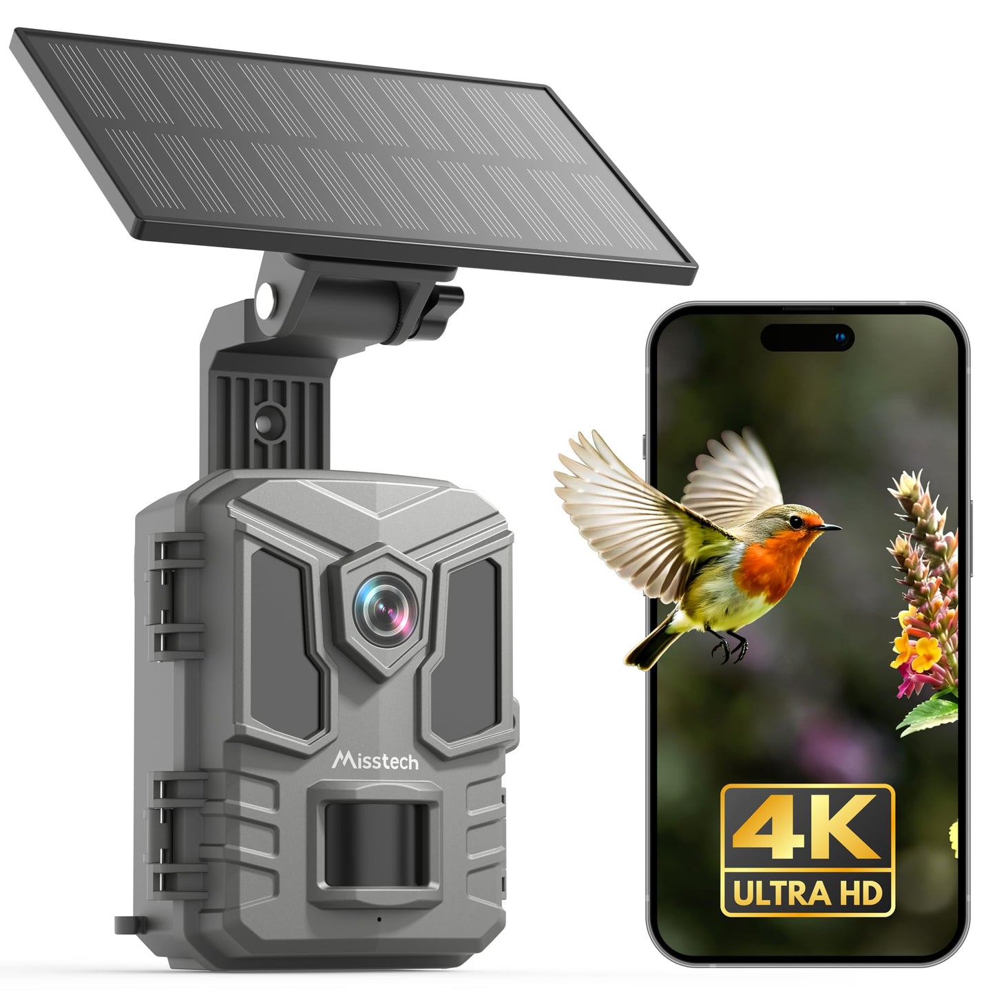 4K UHD Solar-Wildkamera, Aschgrau