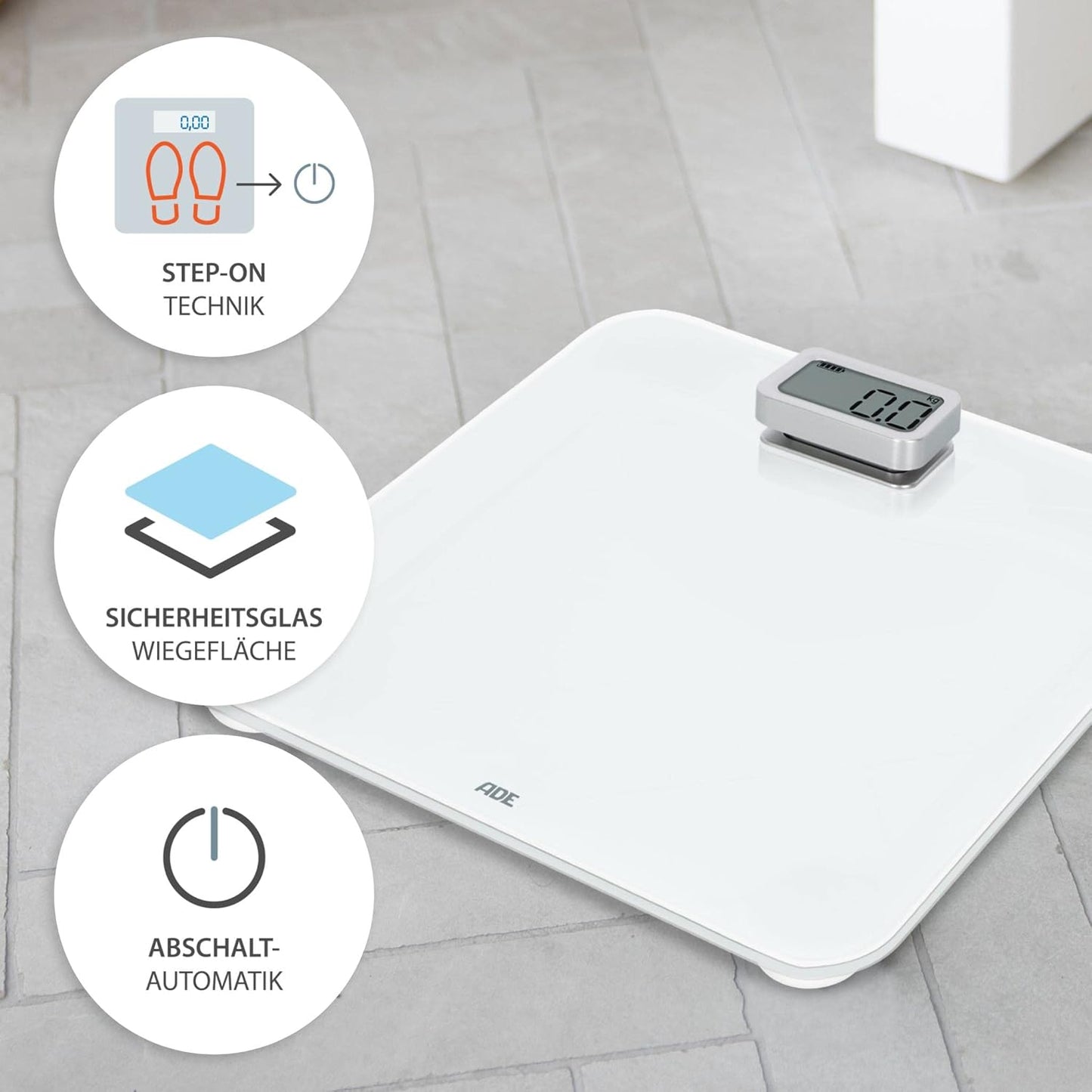 Digitale Personenwaage - BE2208, Weiss eco