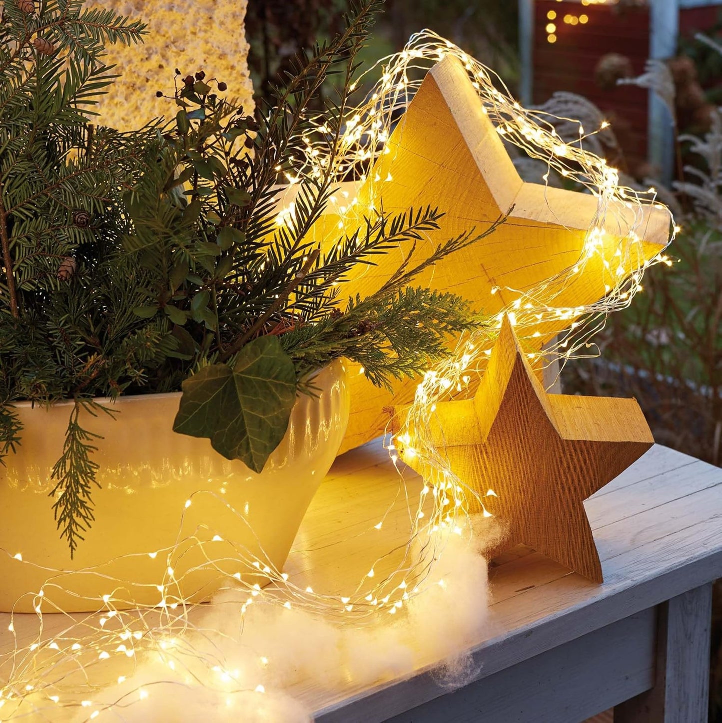 LED-Weihnachtsgirlande mit Timer, 12 Stränge á 5 m, Warmweiss (Girlande), 192 LED / 2m beleuchtet