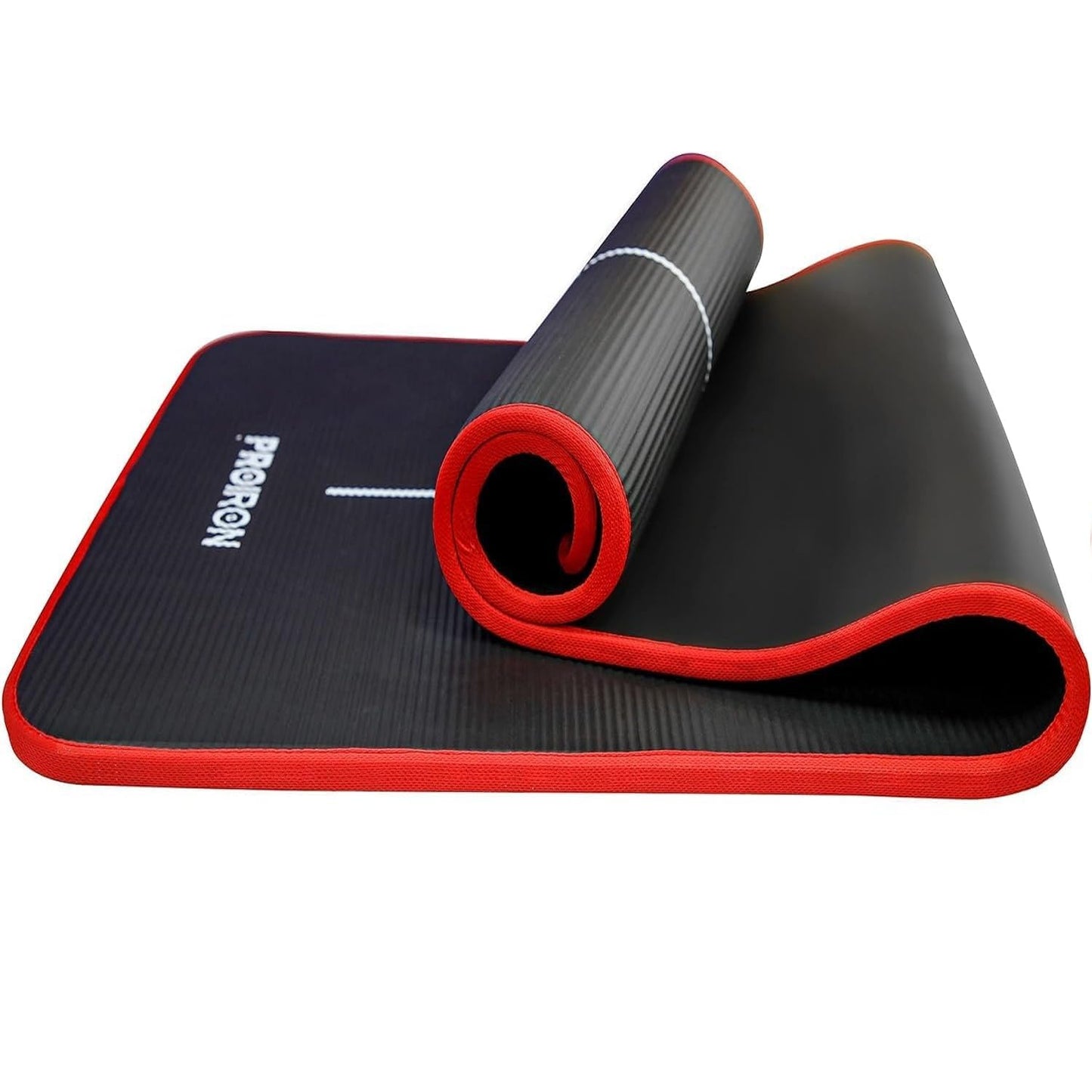 Rutschfeste Gymnastikmatte mit Tragegurt, 1-Schwarz/rot-183x66x1cm