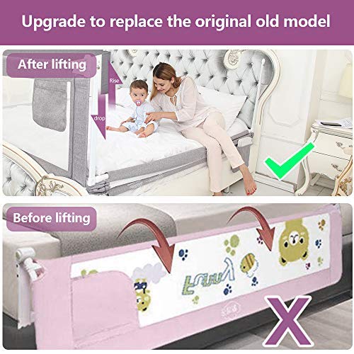 Kinderbettgitter zum Schutz vor Stürzen, 190x76 cm (1er Pack) Grau