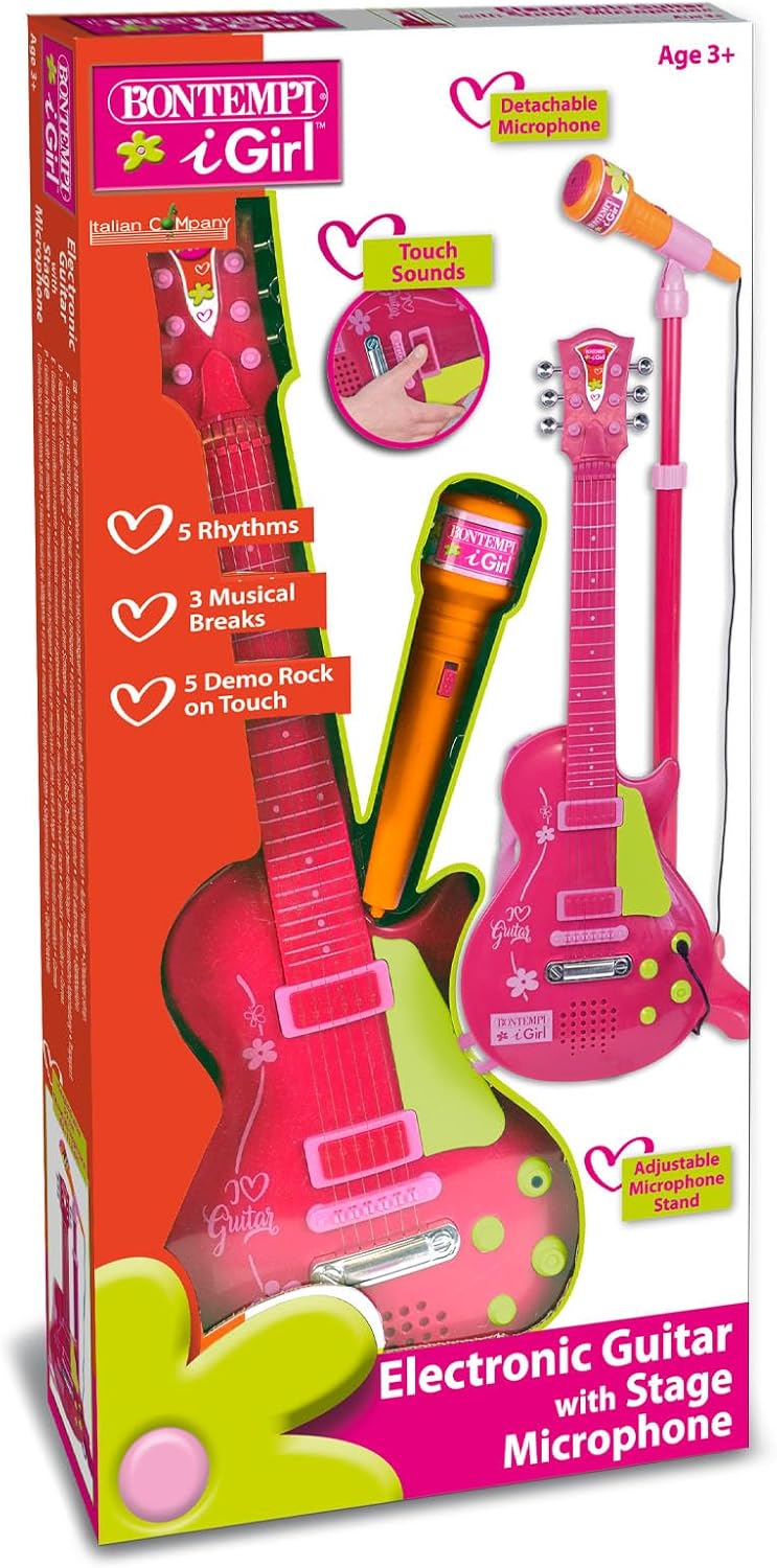 E-Gitarre mit Mikrofon Pink