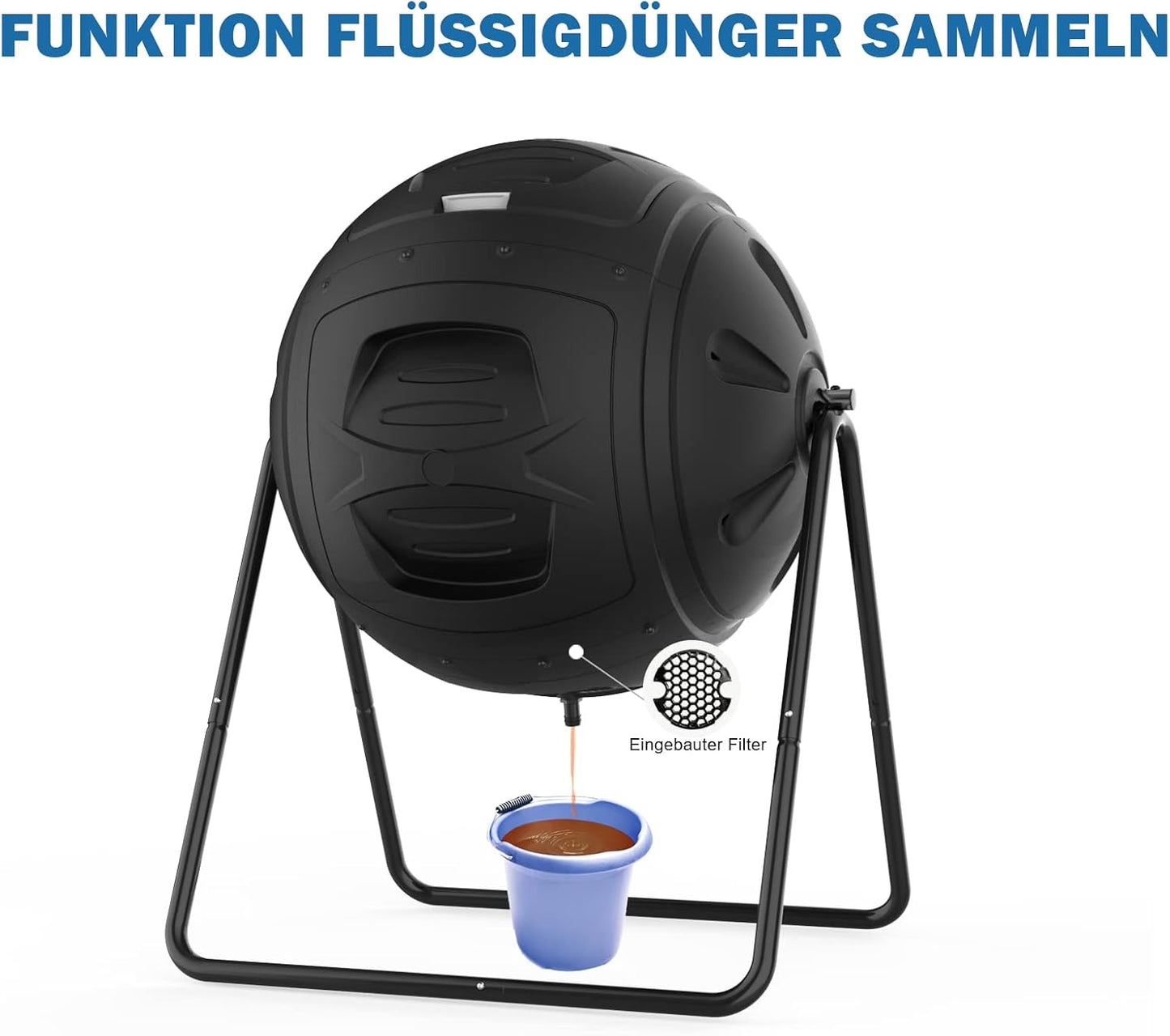 Multifunktionaler Gartenkomposter mit Ablassstopfen, Schwarz