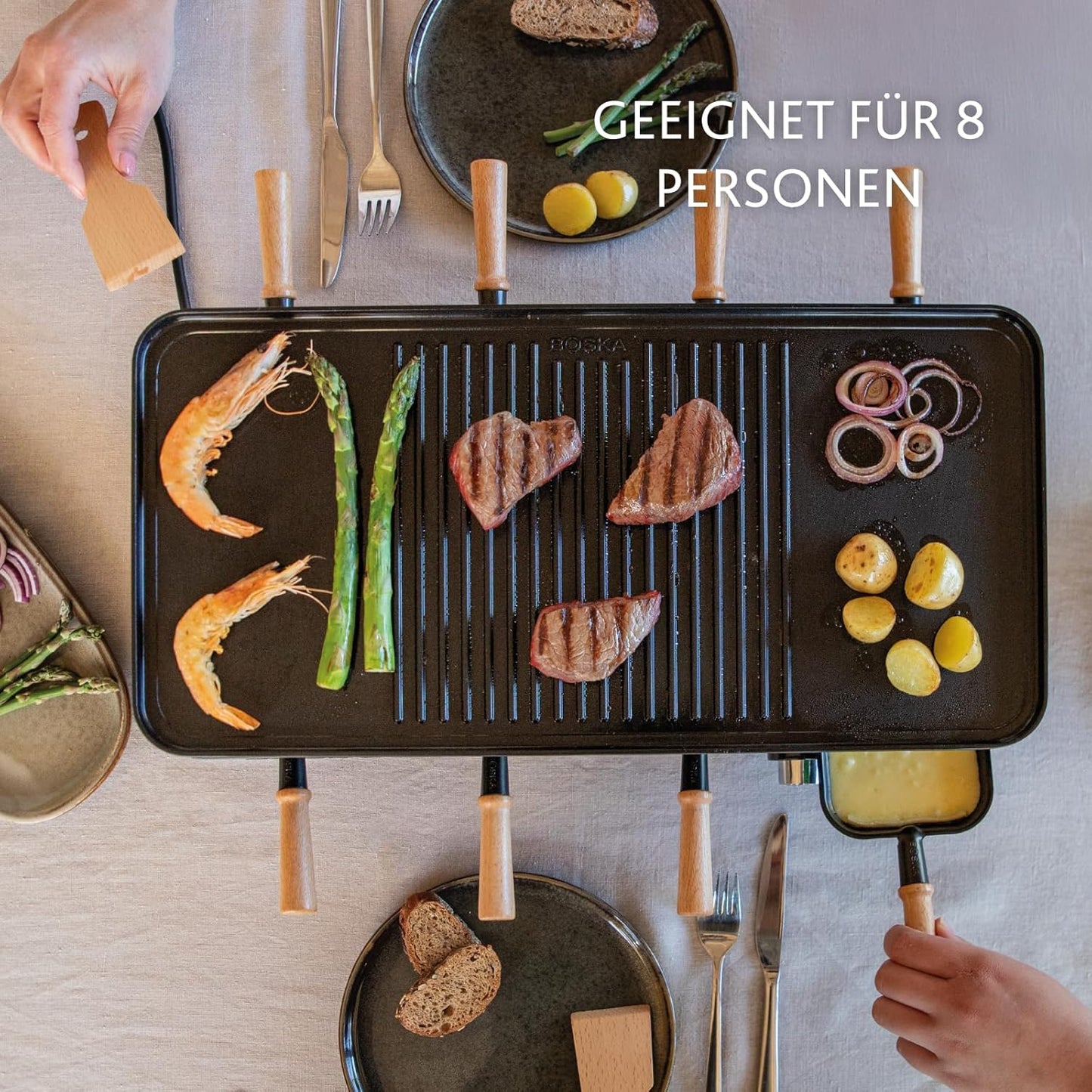 Raclette Grill für 8 Personen mit Keramikplatte