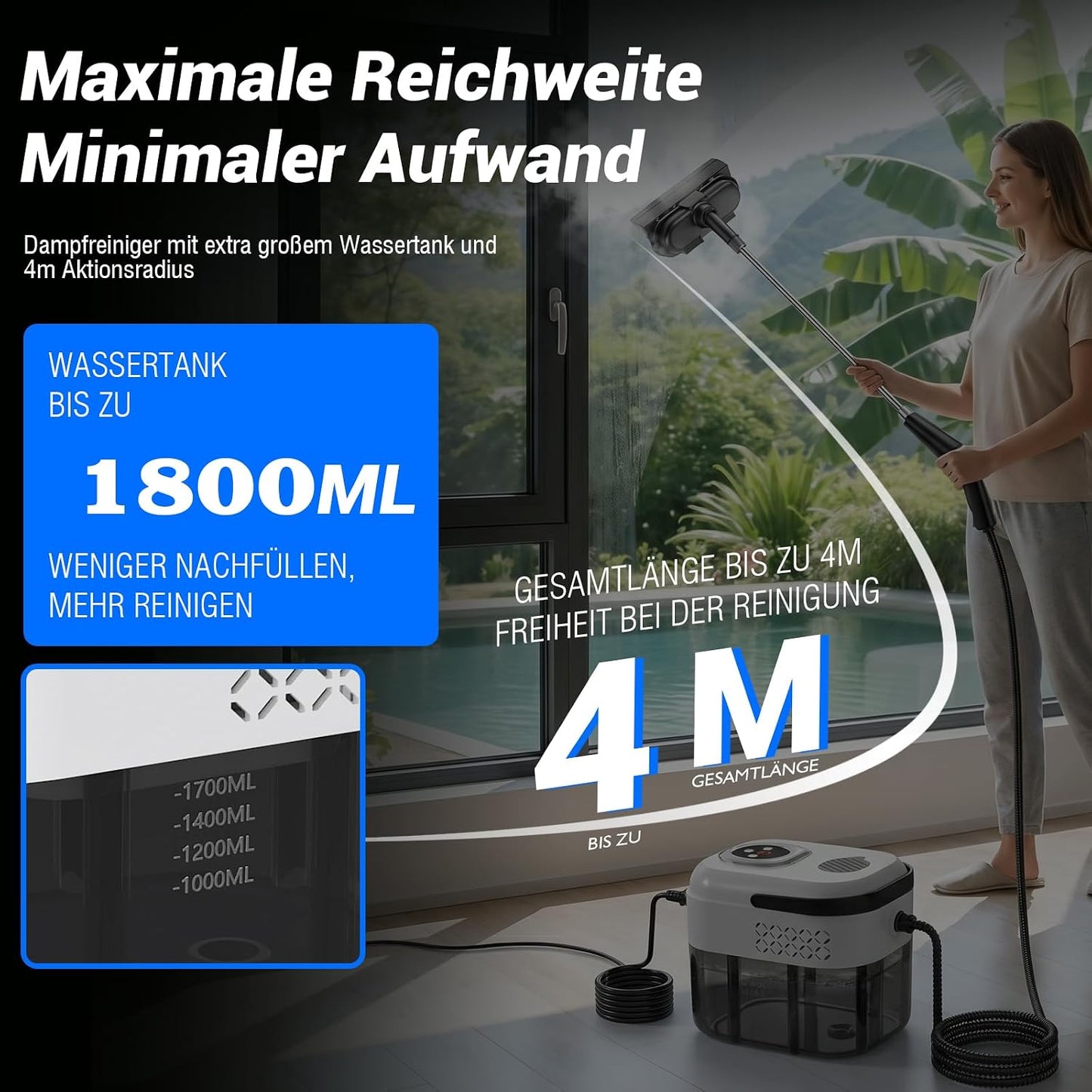 17-in-1 Handdampfreiniger mit Hochtemperatur-Sterilisation, Gelb-schwarz