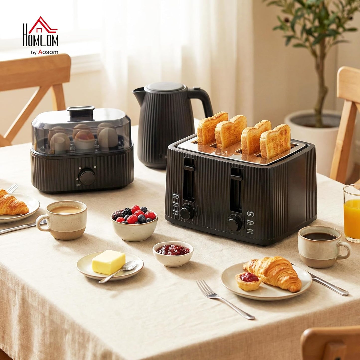 Frühstücksset mit Wasserkocher, Toaster und Eierkocher