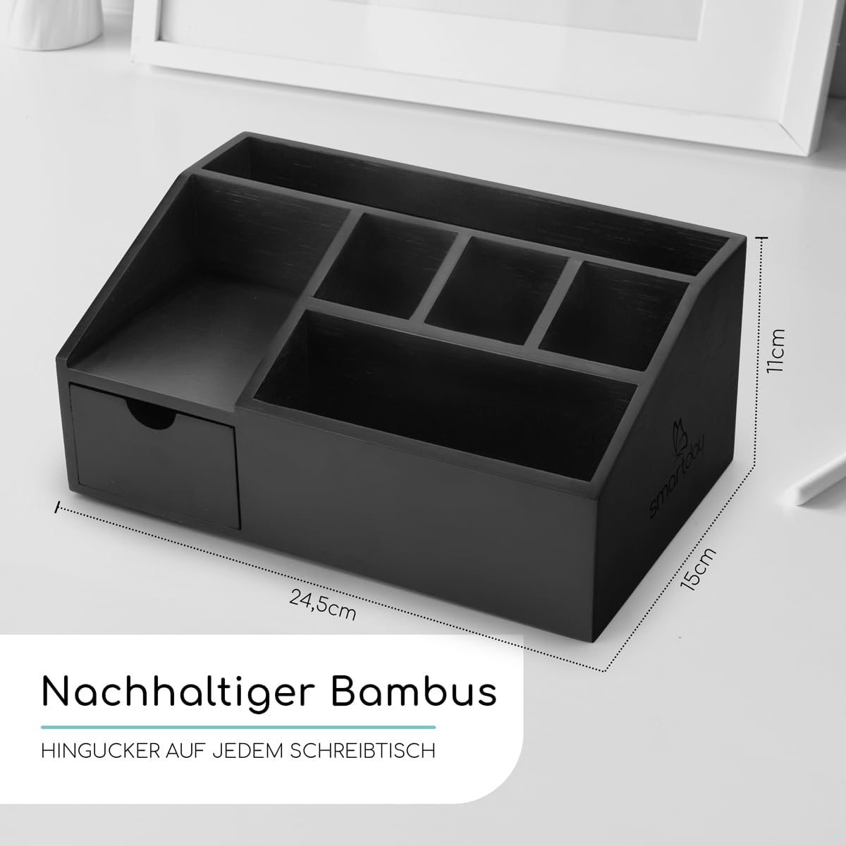 Schreibtisch-Organizer mit Schublade, Schwarz