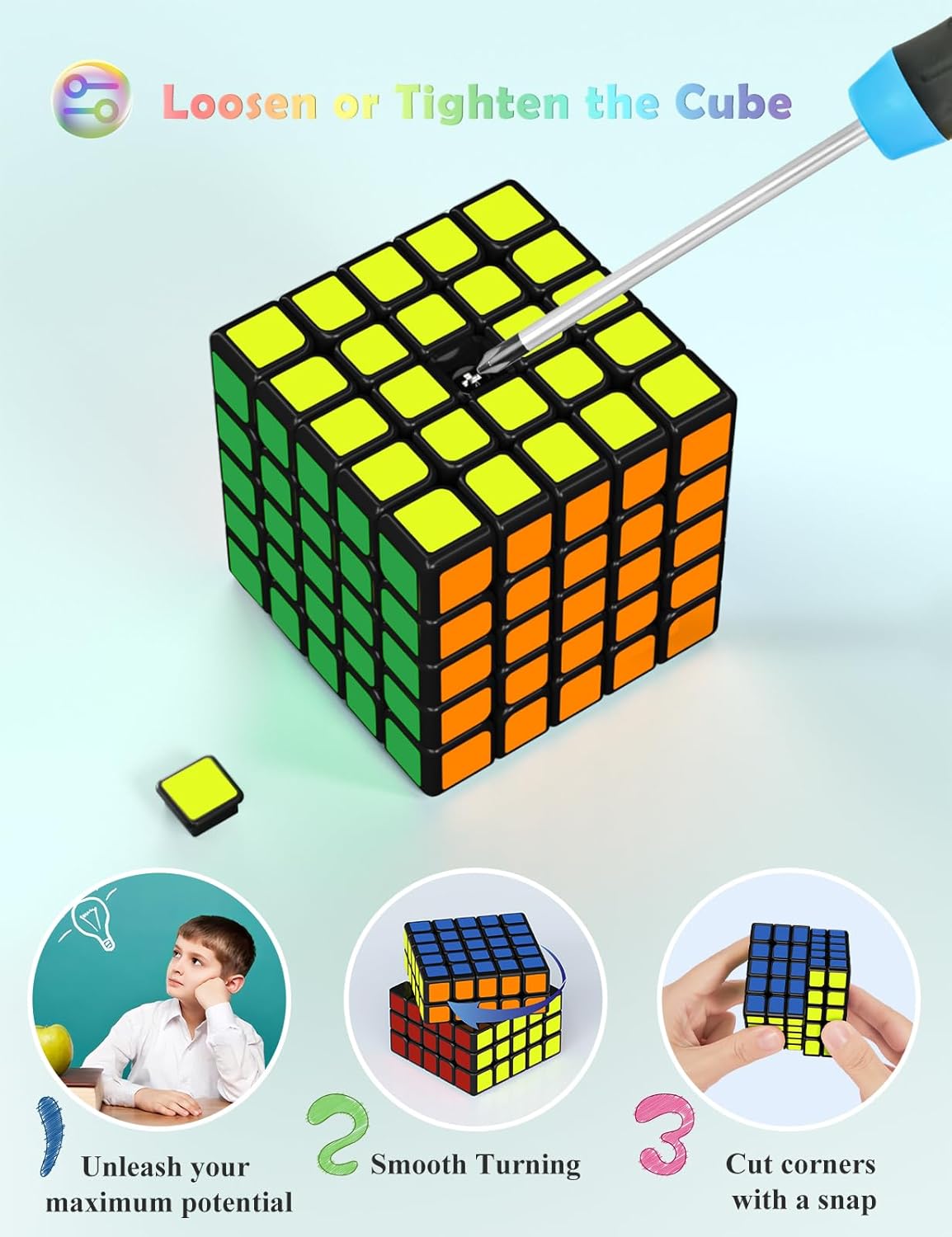 4-teiliges Zauberwürfel Speed Cube-Set, Sticker Cube