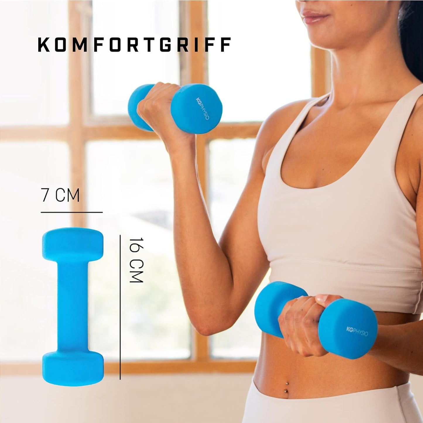 Neopren Hanteln-Set mit Fitnessposter, 2 x 2 kg, 2 x 2KG Blue