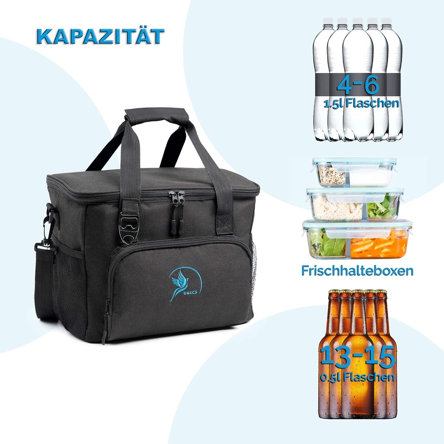 Kühltasche, 20 Liter, Schwarz