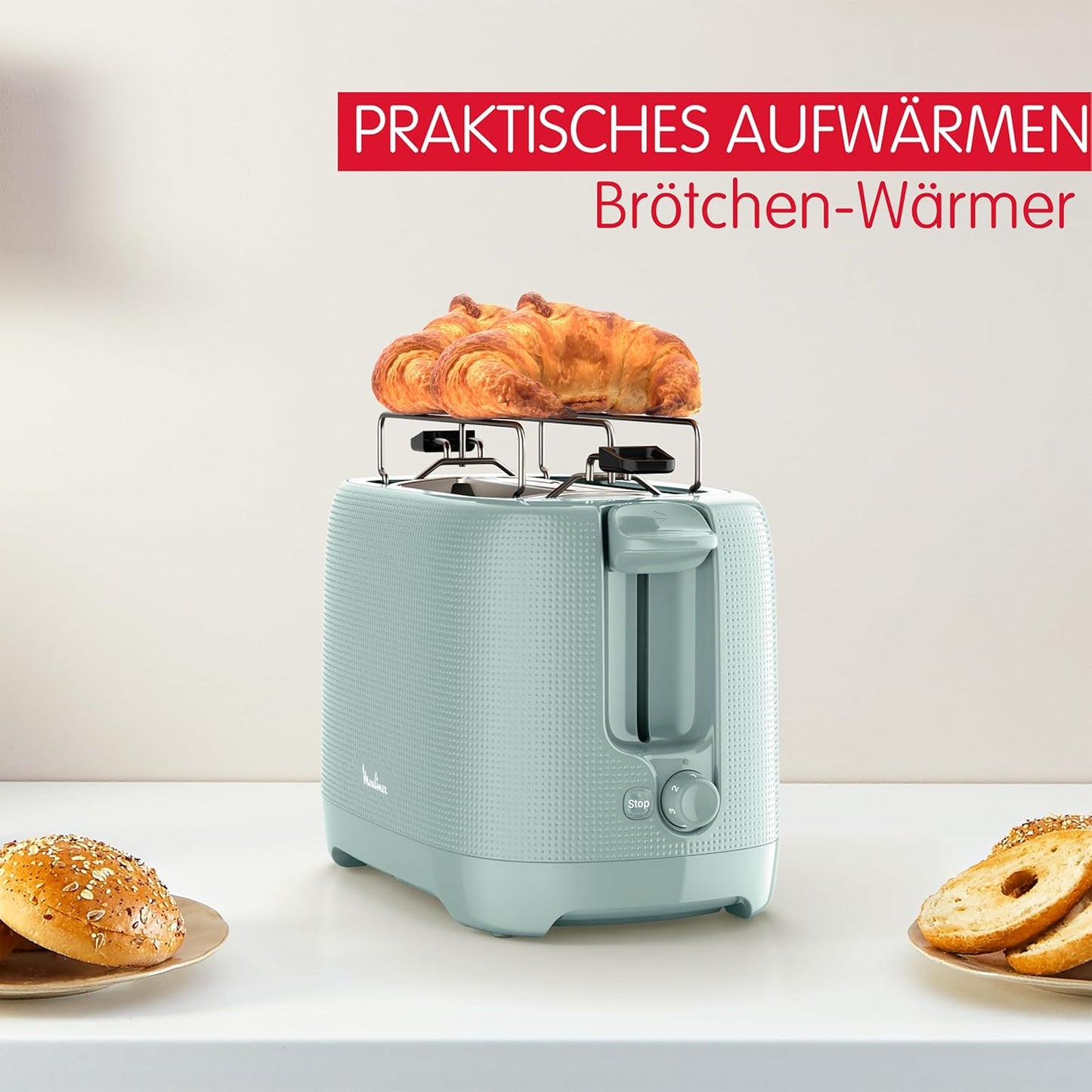 LT2M1310 Toaster mit 7 Bräunungsstufen, Brötchenaufsatz