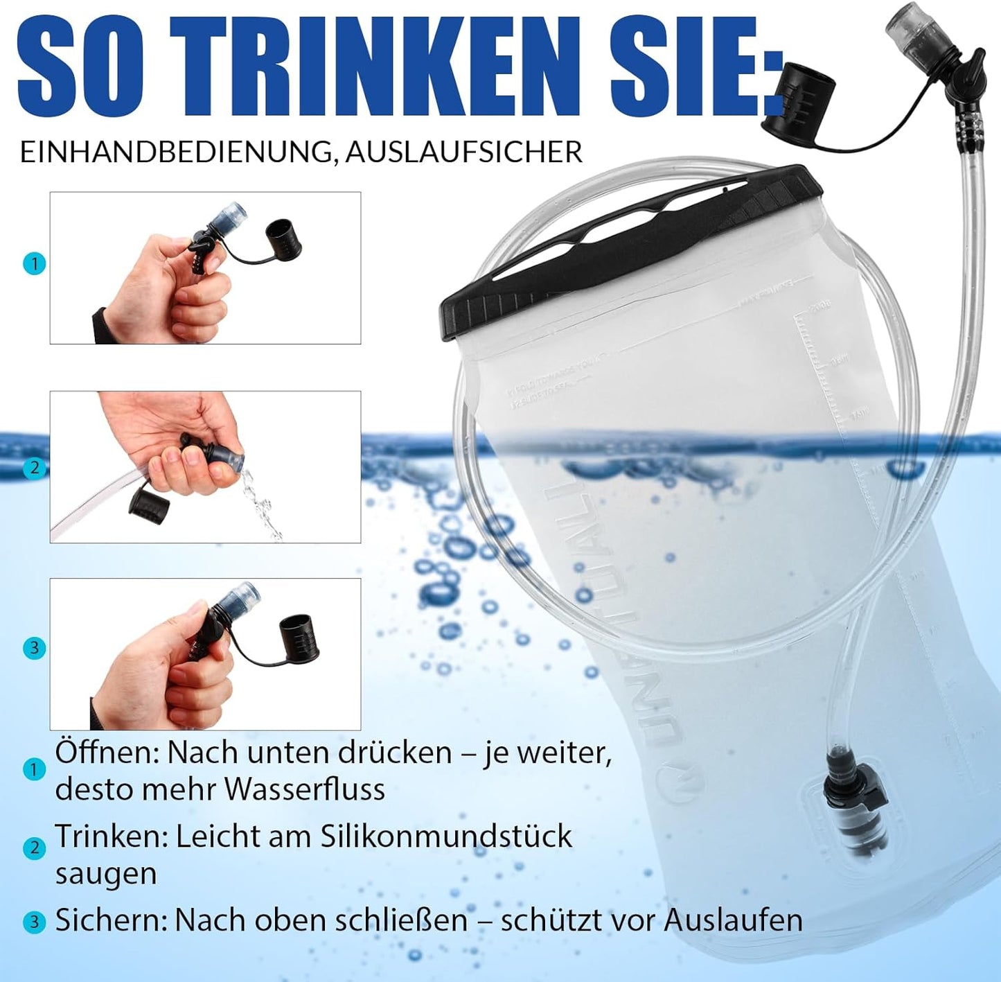 Laufweste mit Trinkblase und Flasche, Grün mit eine 500ml Trinkflasche + eine 2L Trinkblase