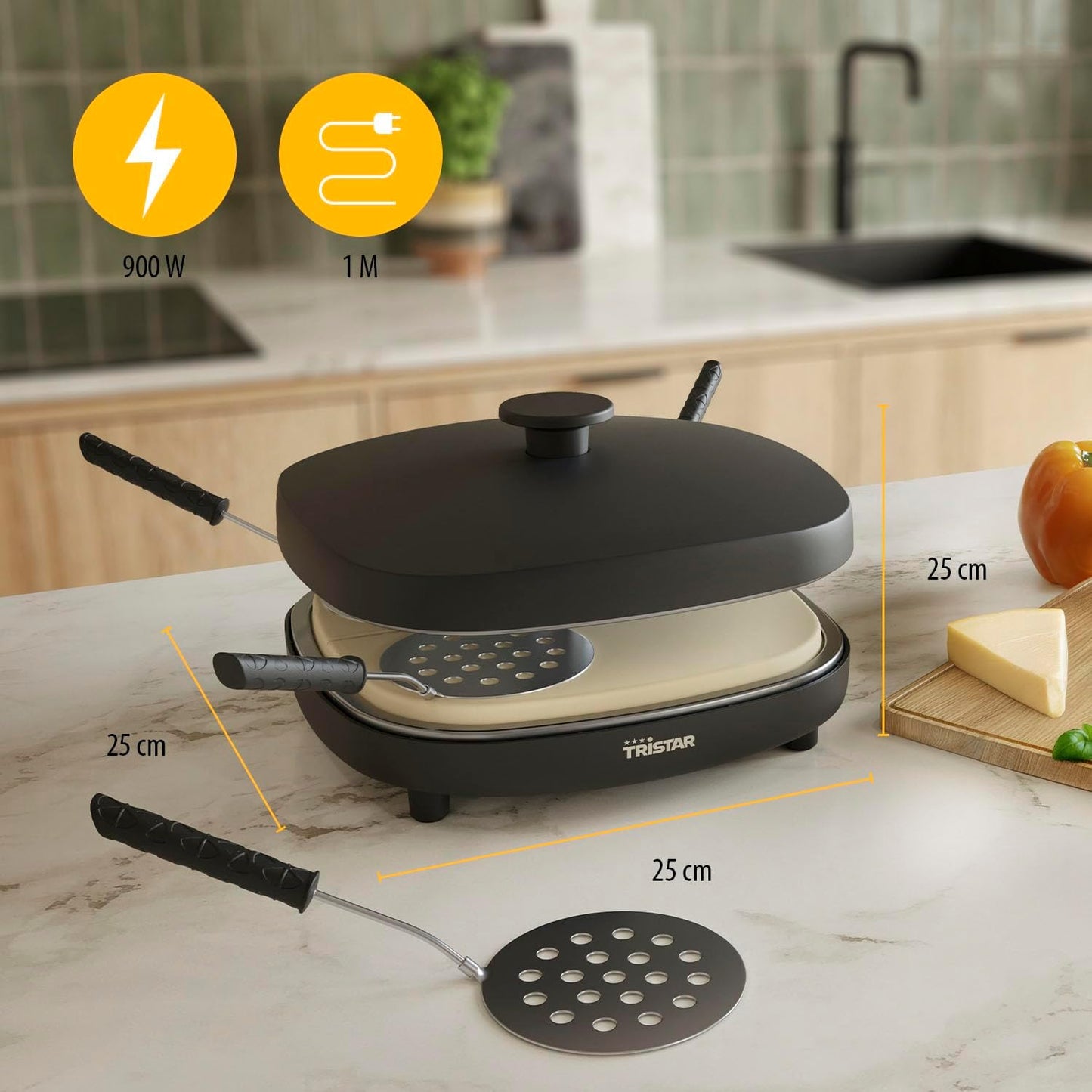 Pizza Maker, 28.5 x 28.5 x 17.5 cm Schwarz