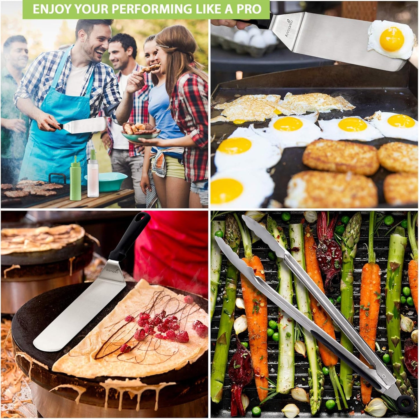 Grillwender Set, Plastic Handle Set (Tongs And Bottles)