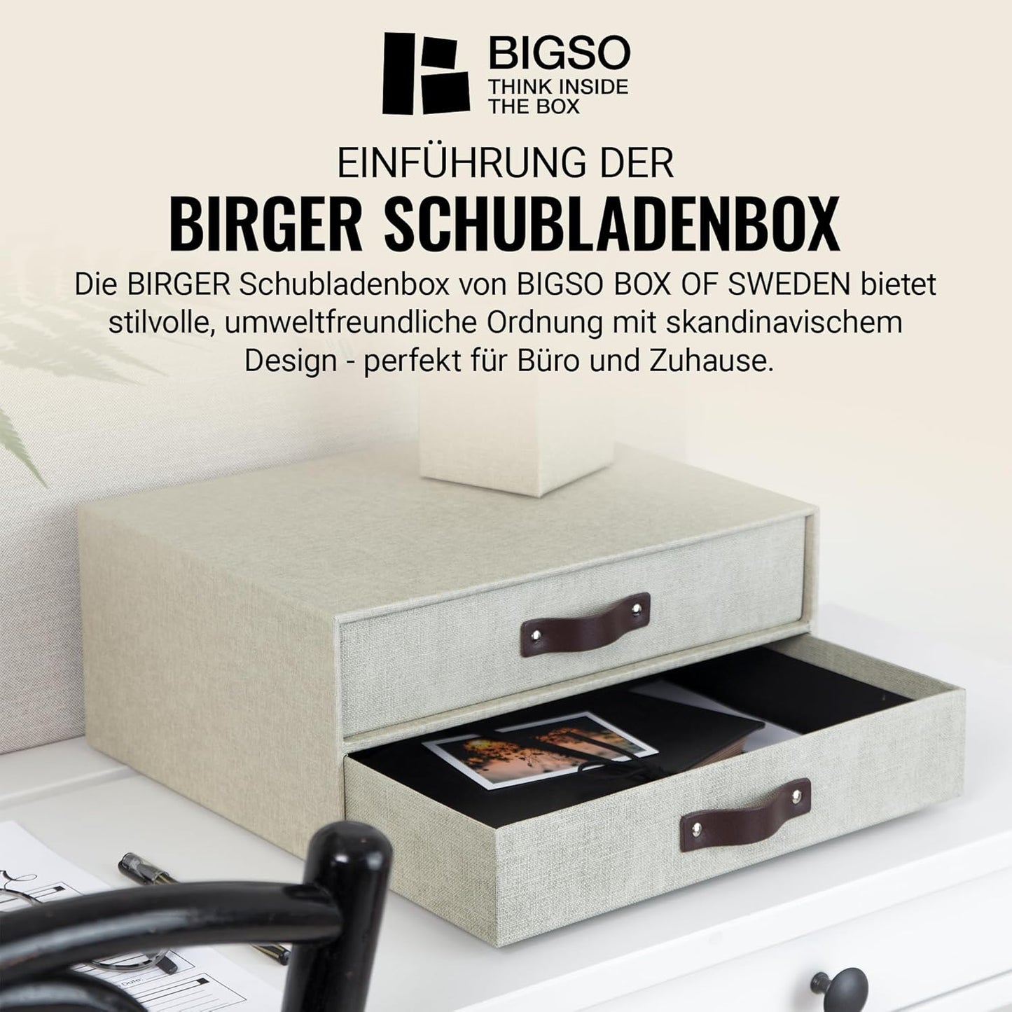 Birger Schubladenbox mit 2 Schubladen, Beige 2