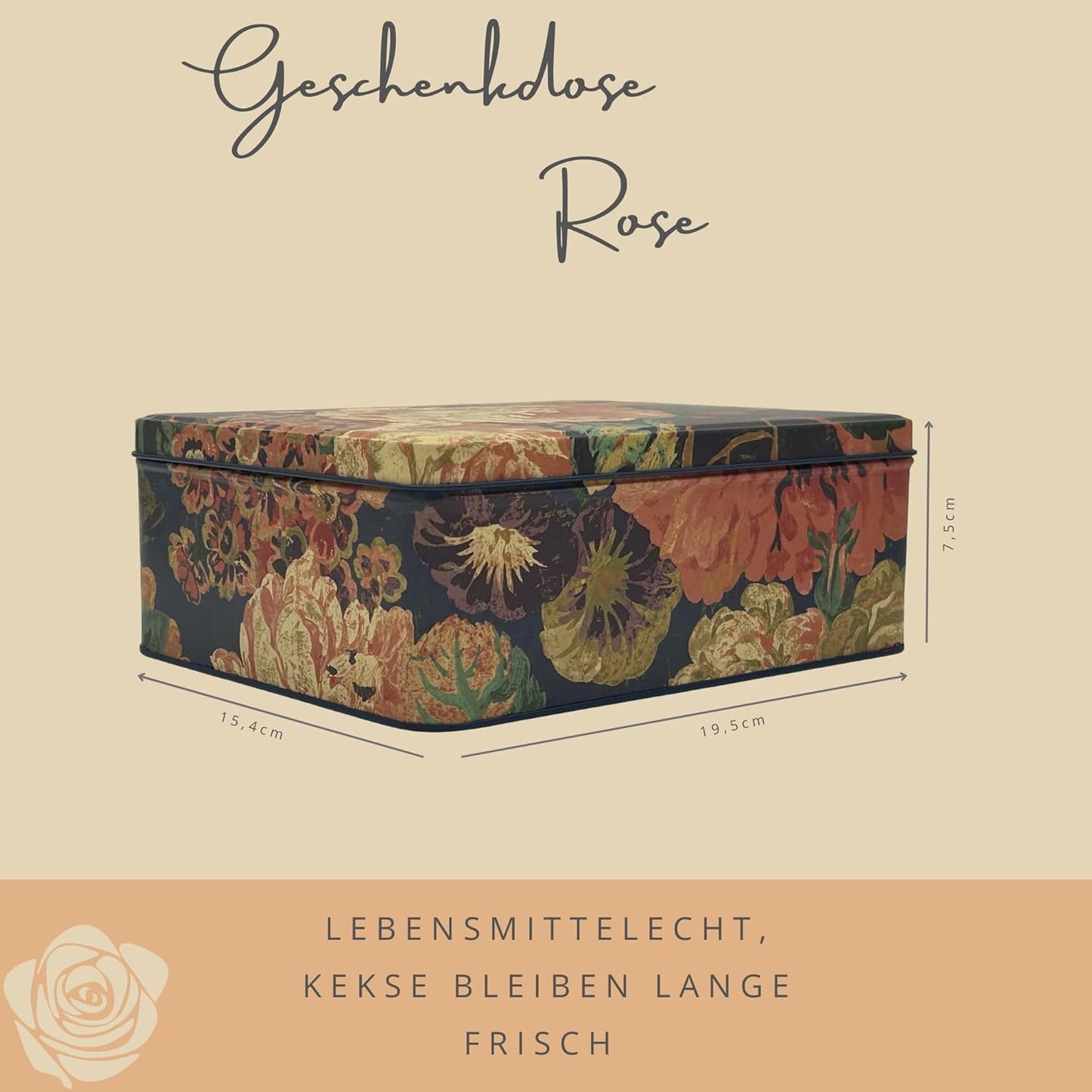 Geschenkdose Design Sanderson Rosen-Motiv, Rose