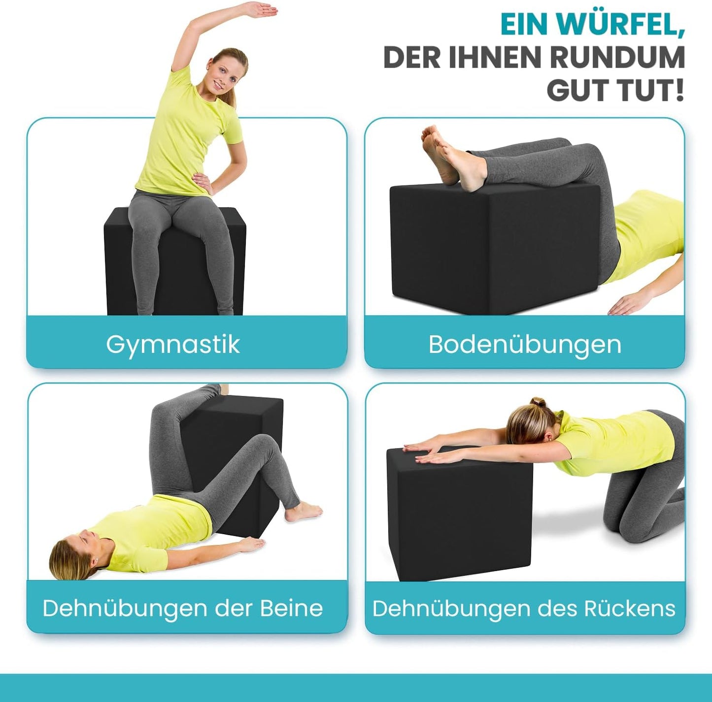 Bandscheibenwürfel Stufenlagerungswürfel, Schwarz