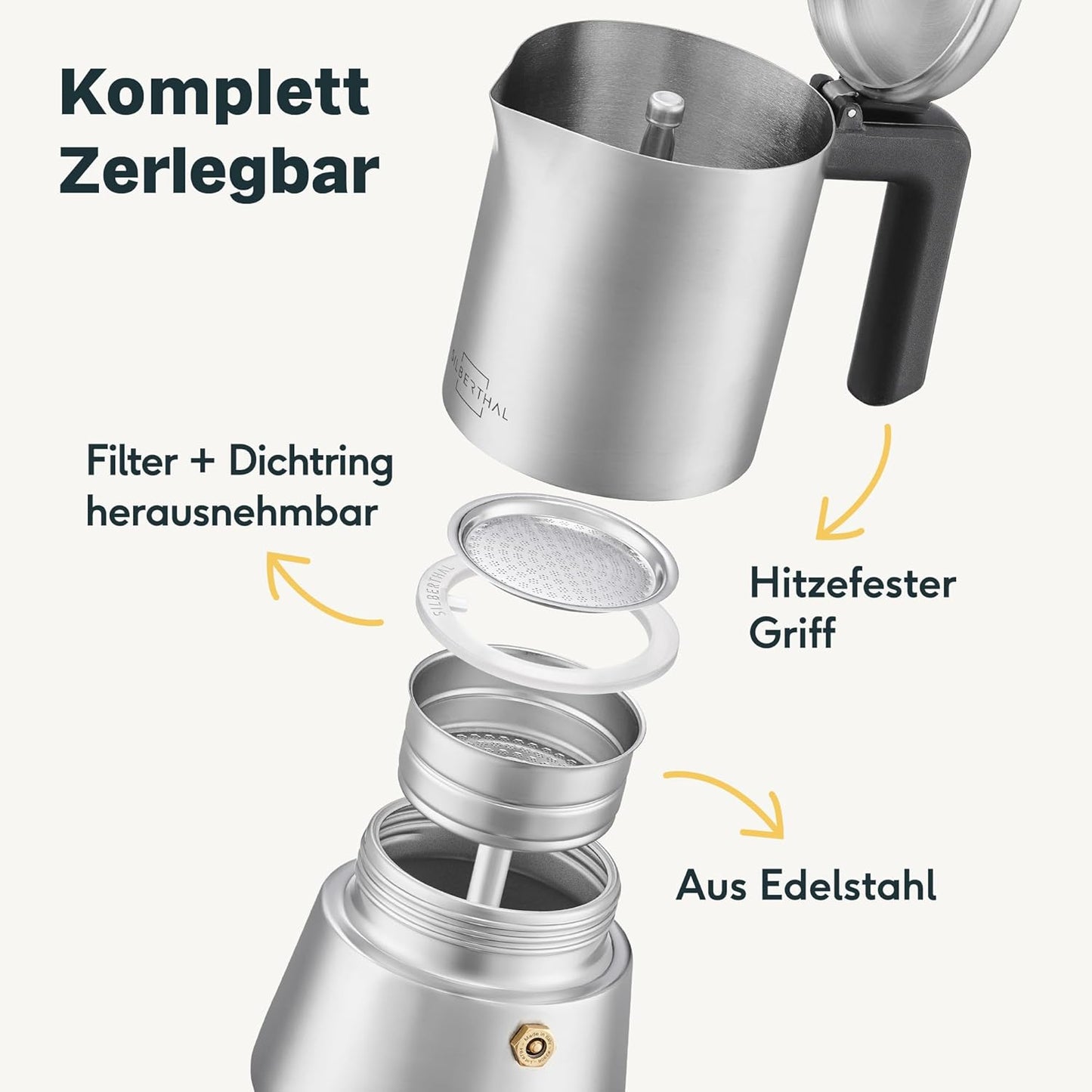 Espressokocher Komplett-Set mit Mühle, Milchaufschäumer und Kaffeedose, Spar-set Espresso Komplett- 4er Set