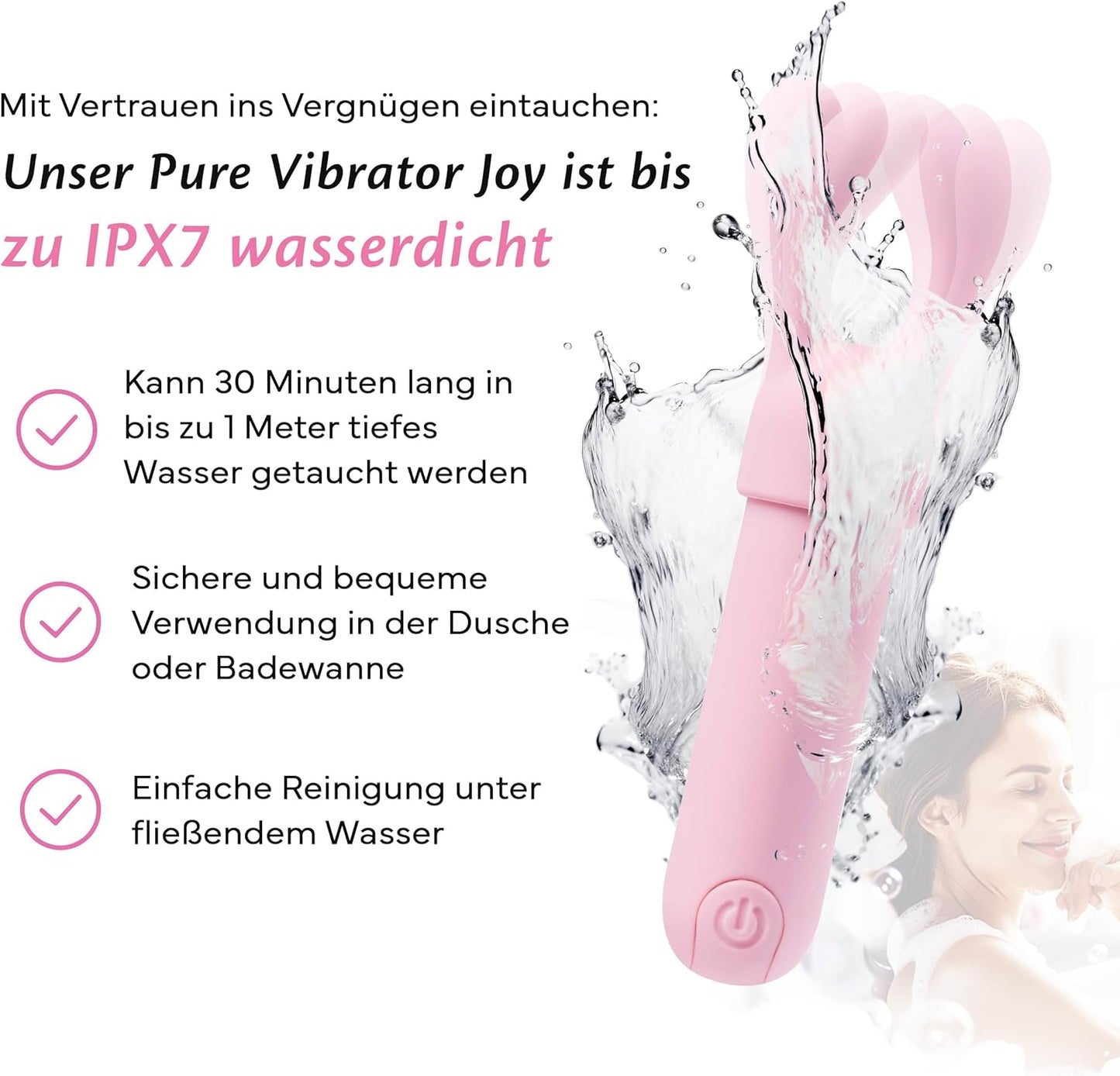 Mini-Vibrator mit 10 Modi & 3 Aufsätzen, Blushing Bride