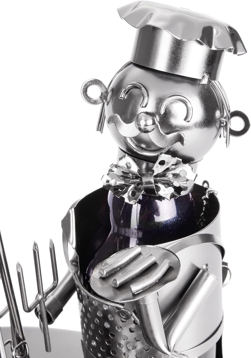 Flaschenhalter Skulptur Grillmeister mit Schwenkgrill