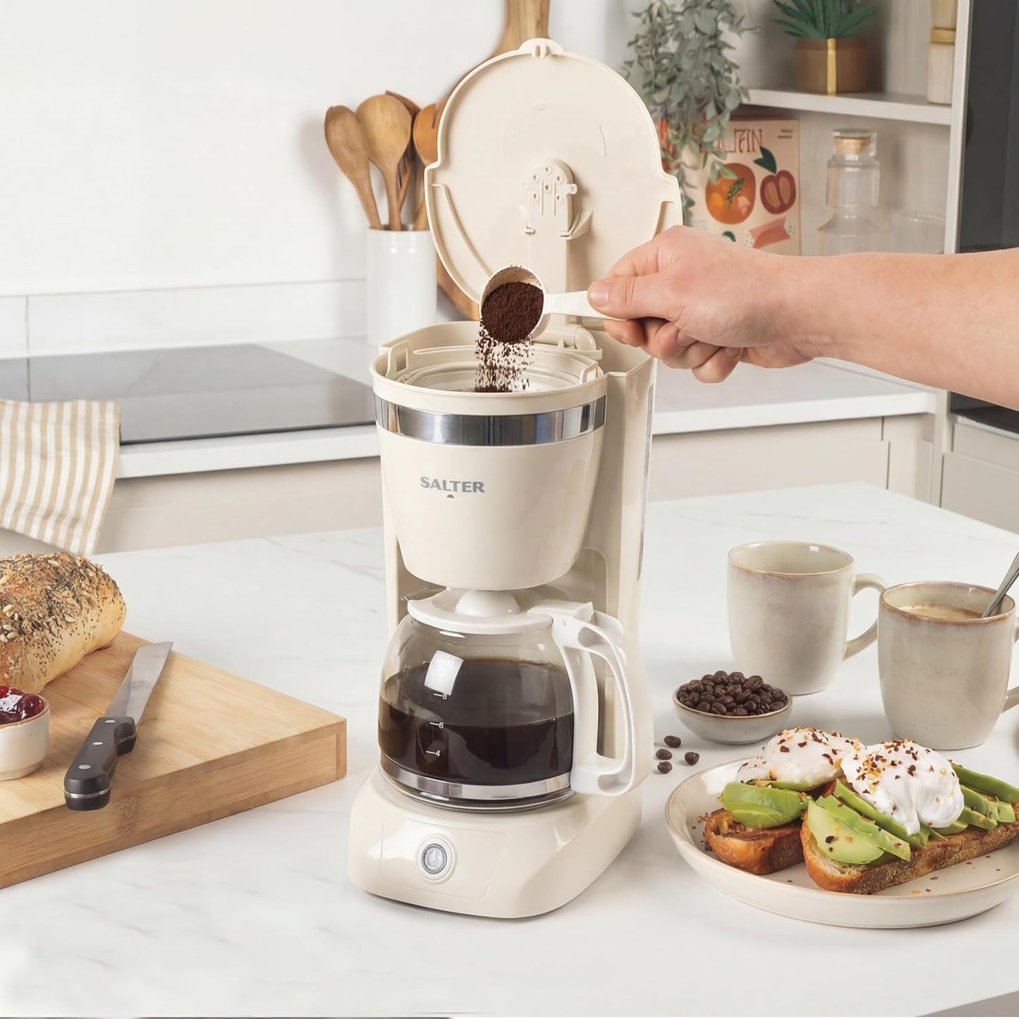 Retro Filterkaffeemaschine mit Glaskanne (1,25 l)
