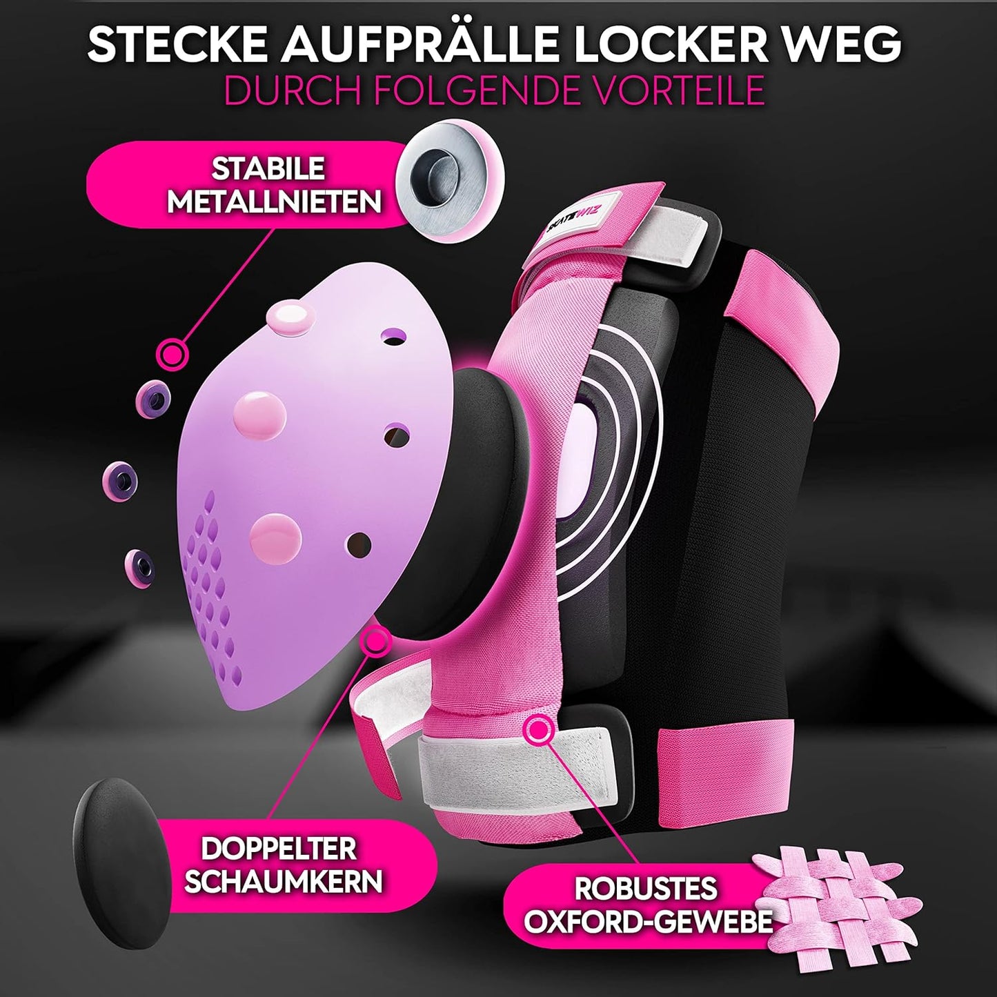 Skate Protektoren Set, M/L - Kids/Teens Pink Violett