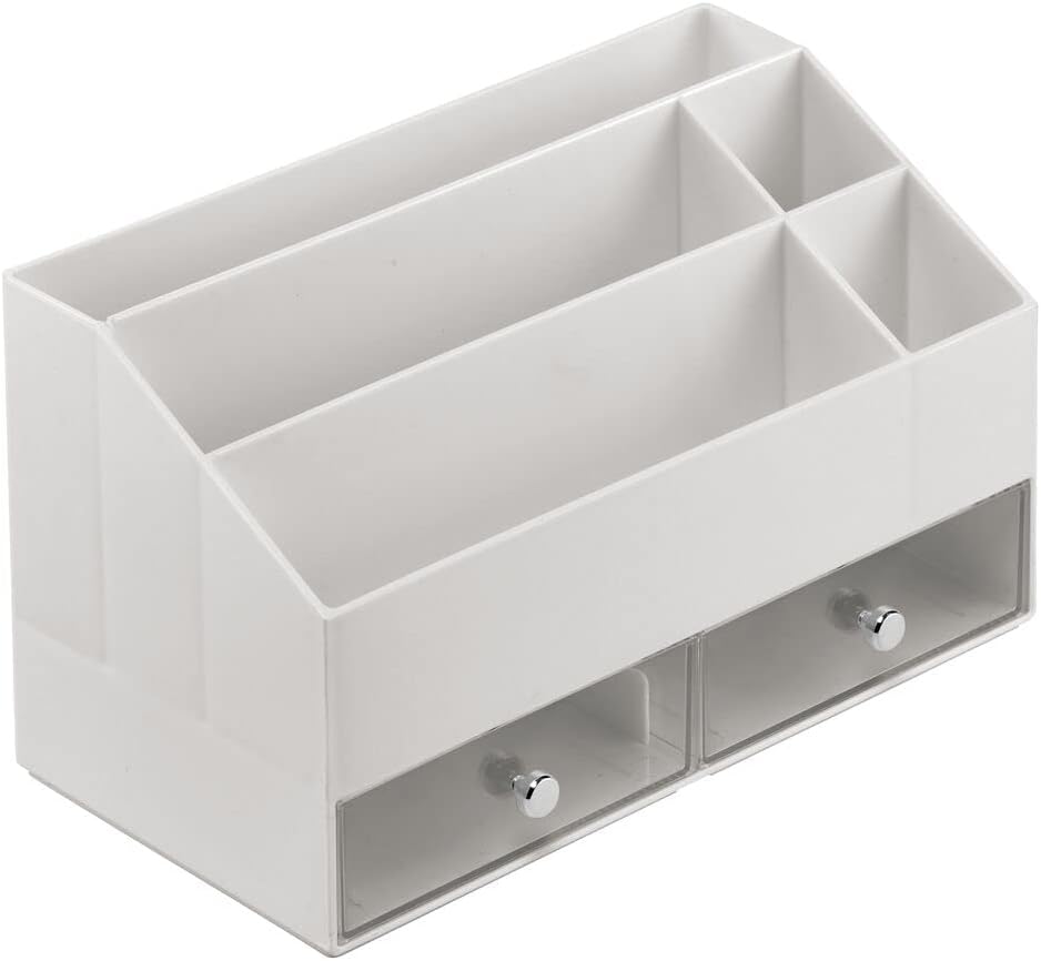 Kosmetik Organizer mit 5 Fächern und 2 Schubladen, Hellgrau/Durchsichtig