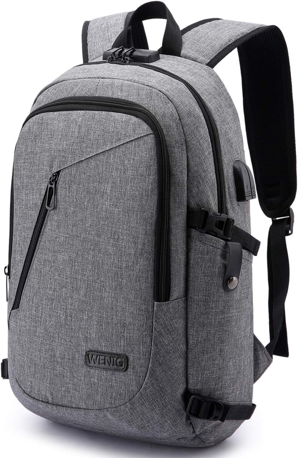 Laptop-Rucksack mit USB-Anschluss, Anti-Diebstahl-Schutz, 15,6 Zoll Grau
