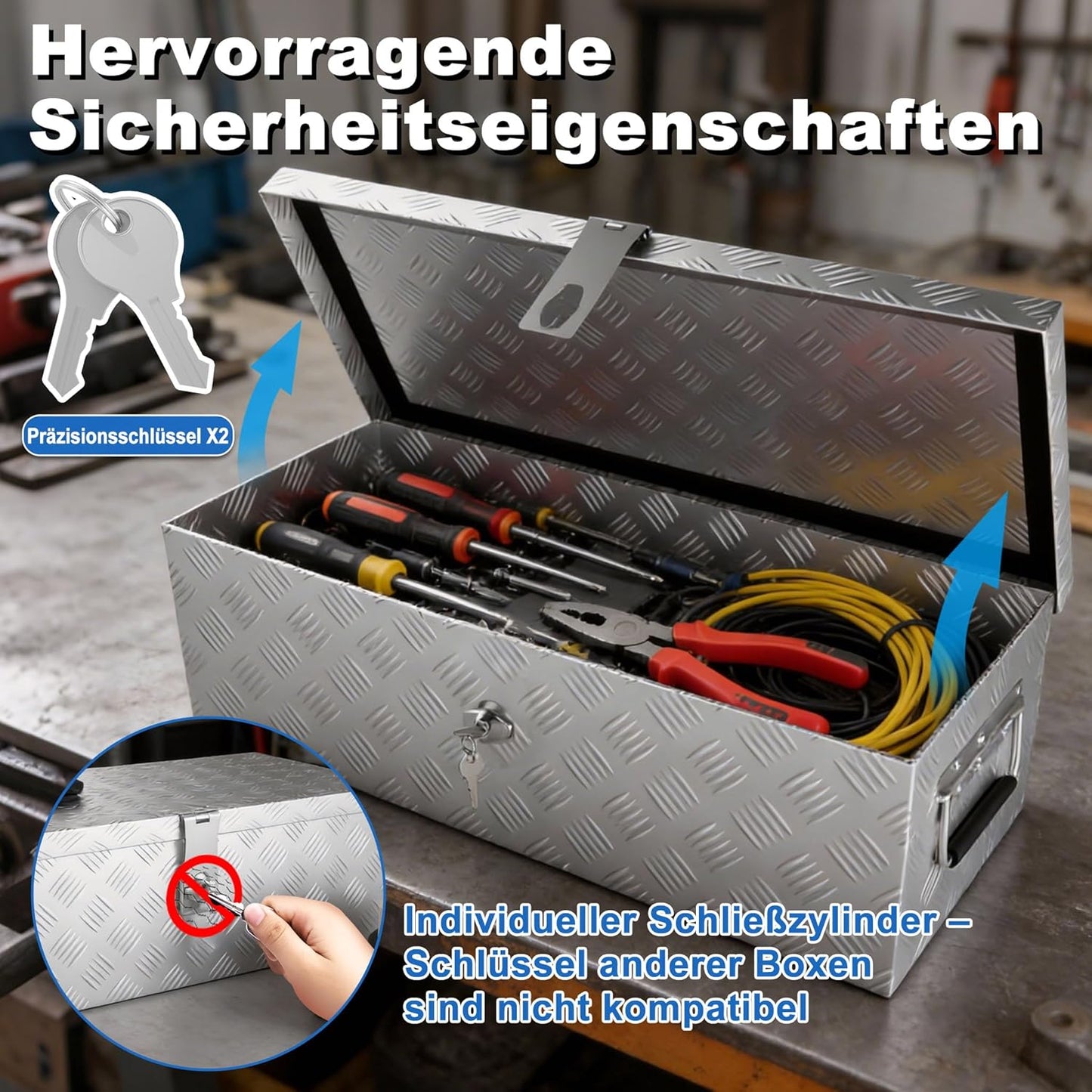 18L Aluminium Transportbox, 18 L - 52×16×22 CM Silber