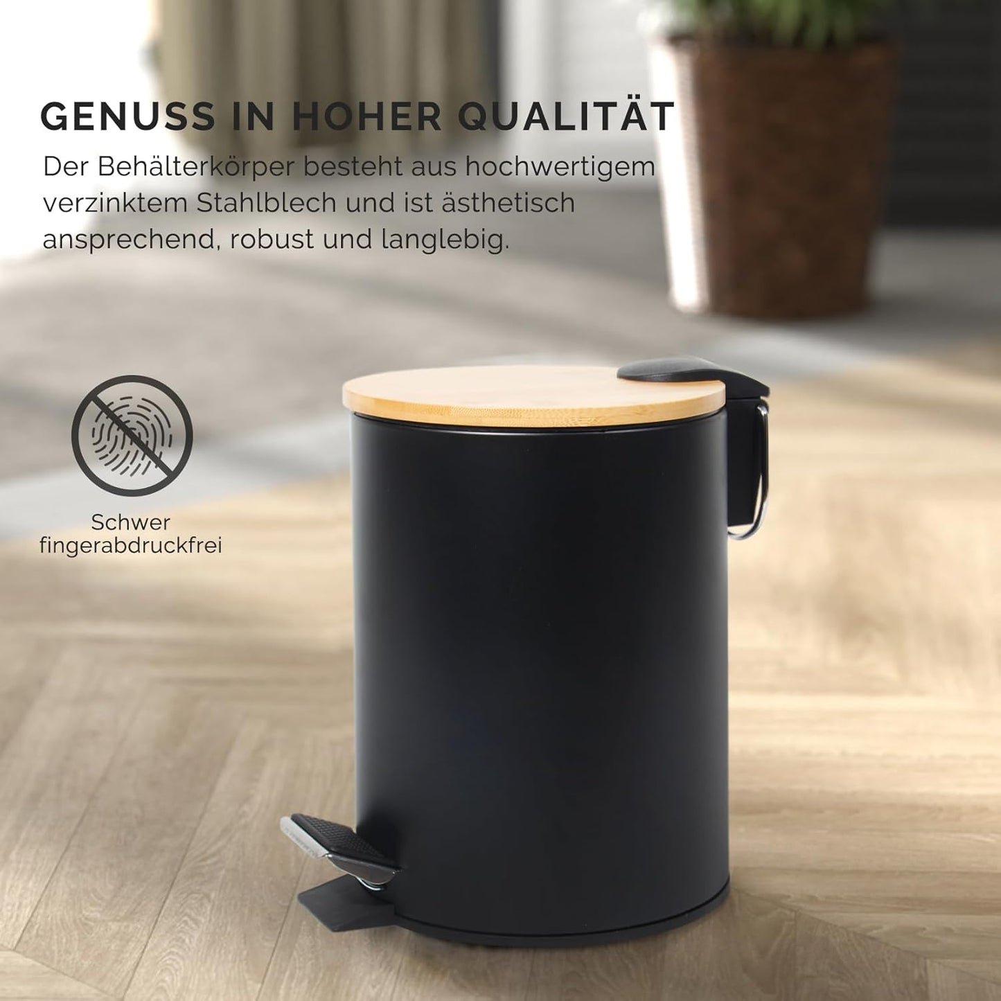 Kosmetikeimer mit Absenkautomatik, Stärker-Schwarz 3L
