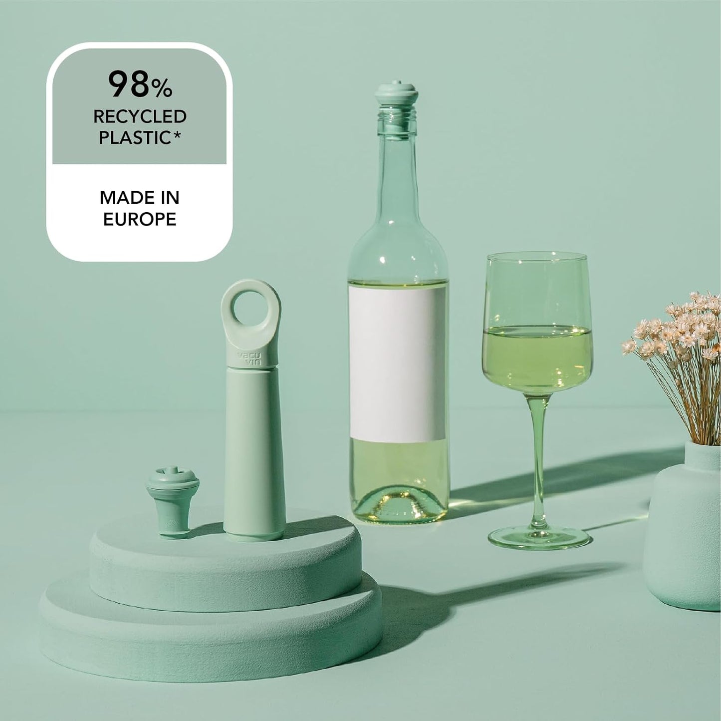 Weinpumpe Loop mit Vakuumverschluss (1 Pumpe, 1 Stopper), Jade