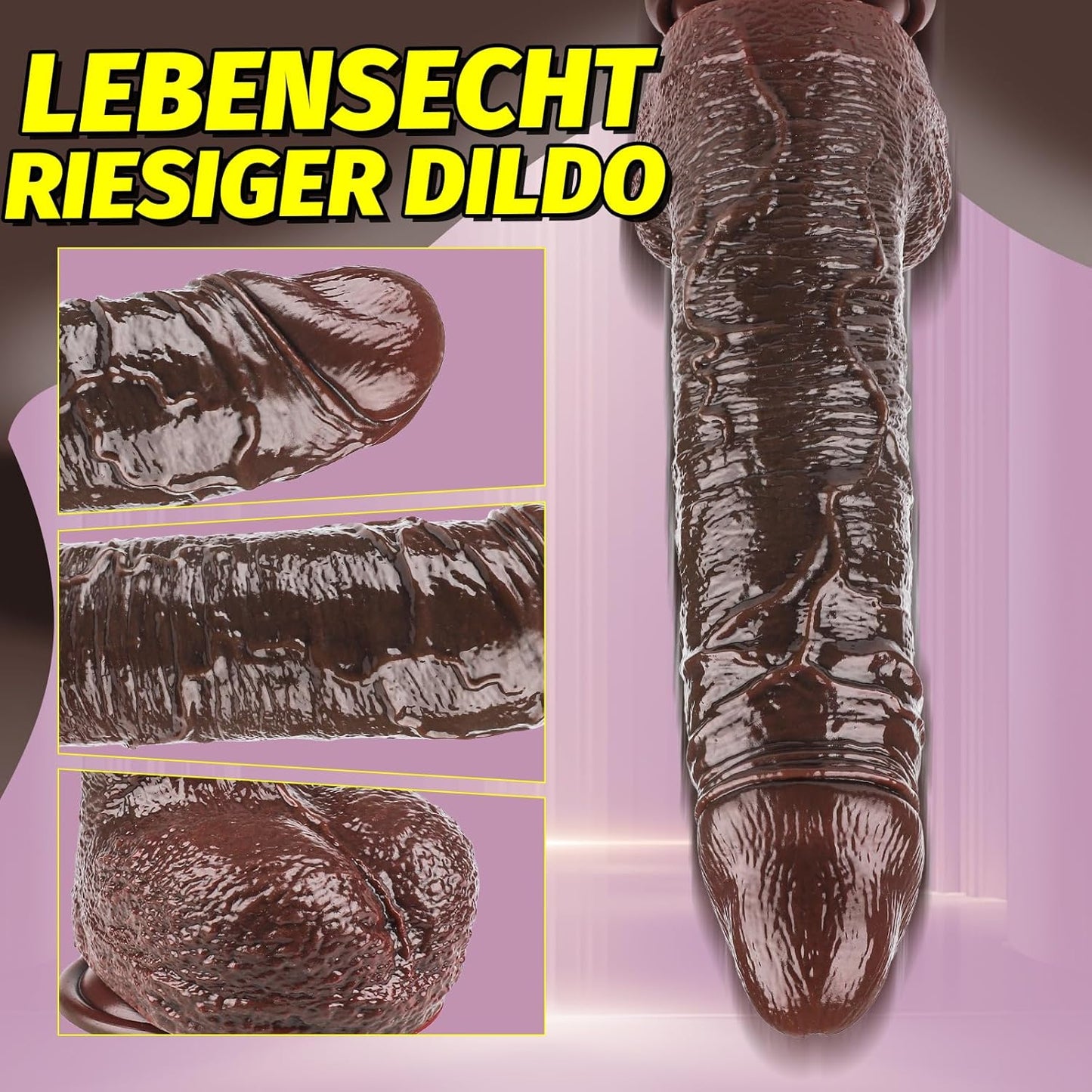 Realistischer Vibrator mit 9 Modi und Stossfunktion, Braun