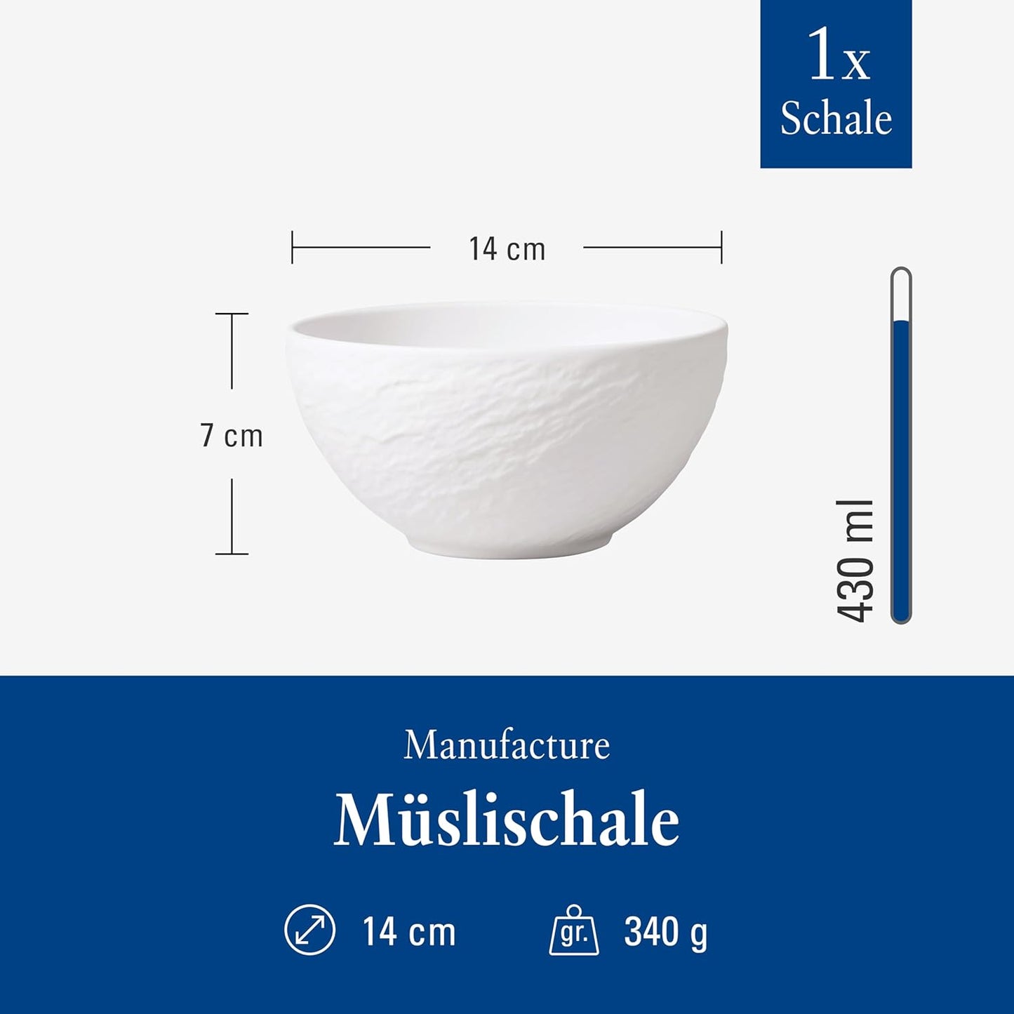 Müslischale, Weiss 14 cm Single