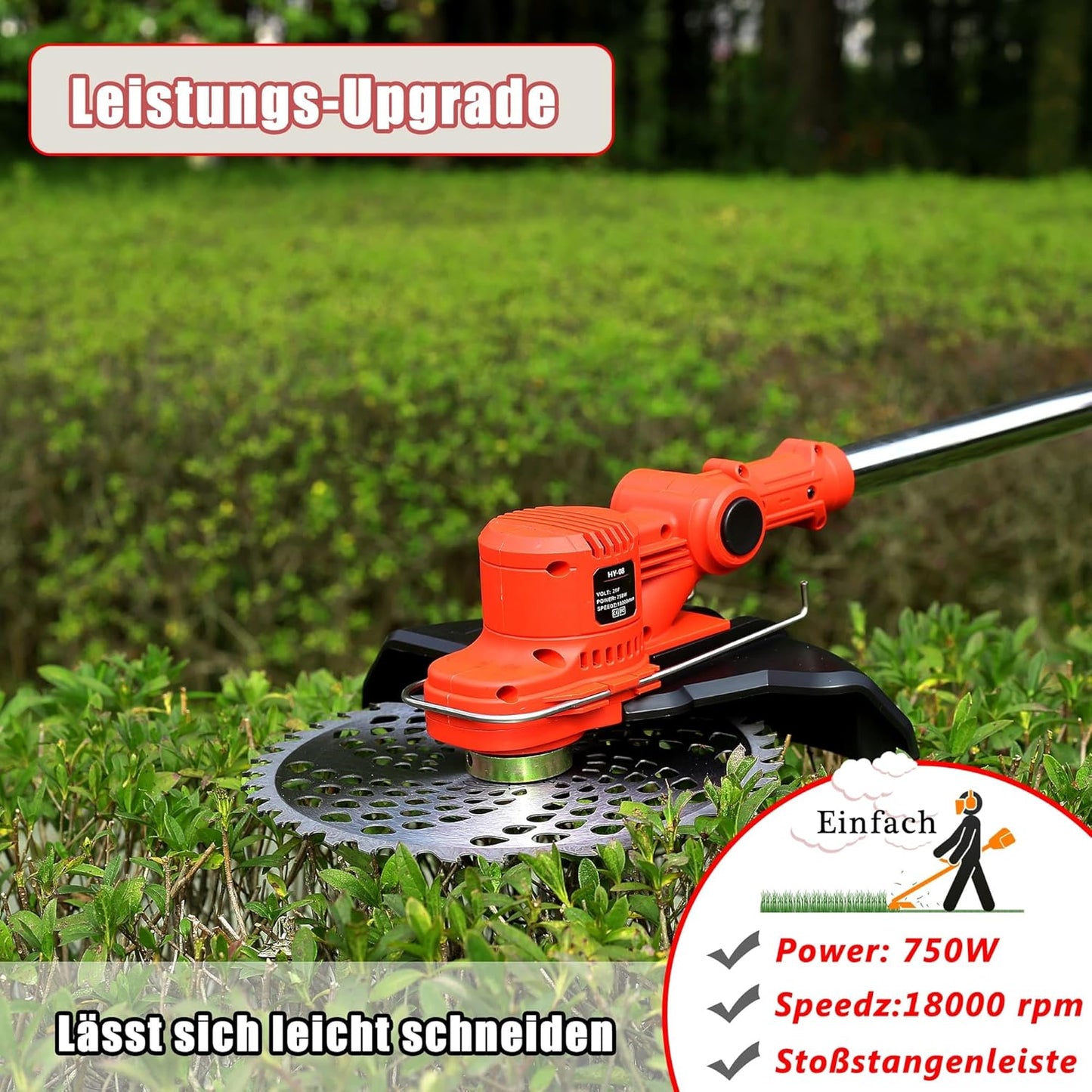 3-in-1 Rasentrimmer für Makita-Akkus 18V mit 5 Klingentypen, Unkrautbürste, Blau