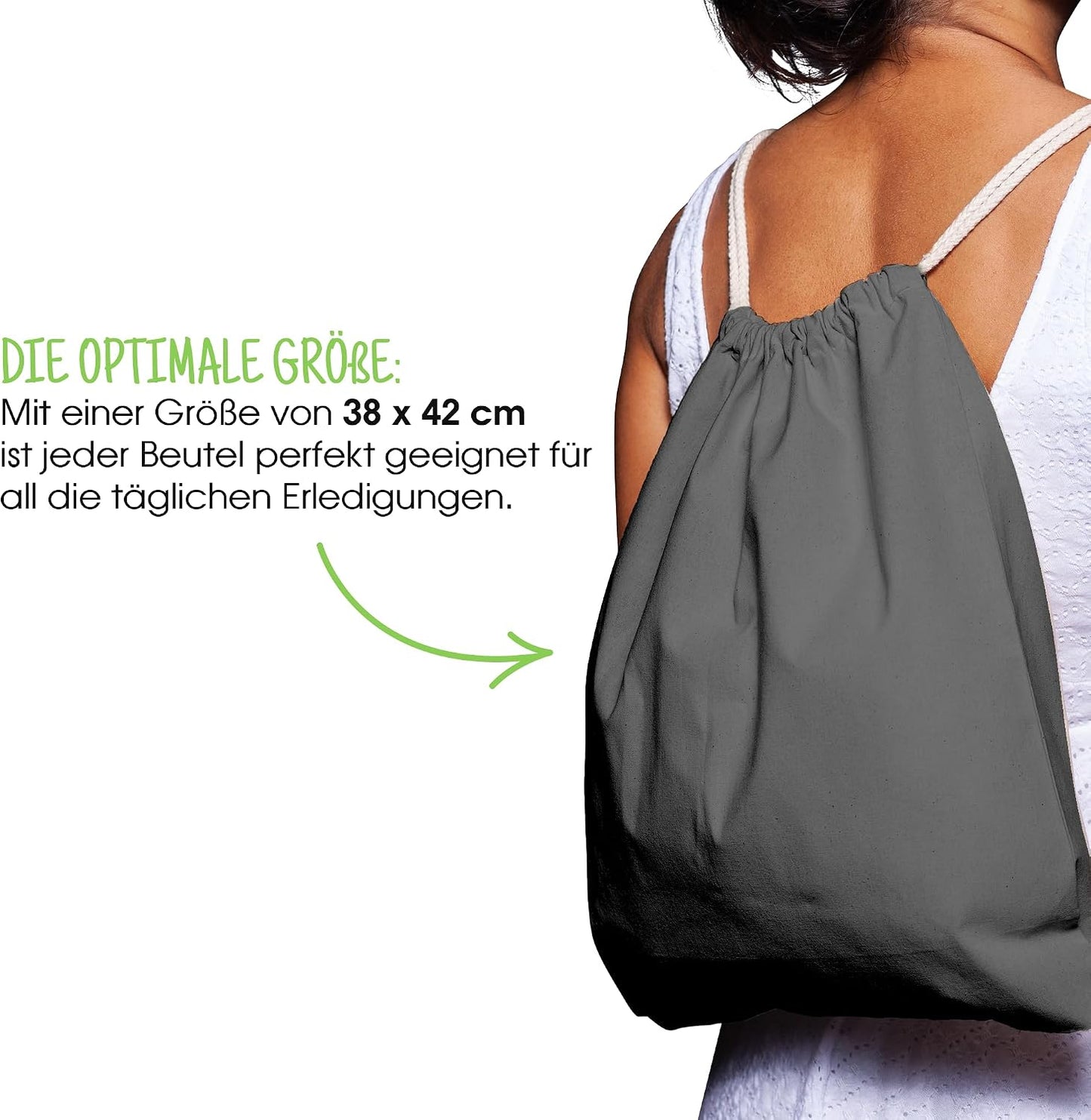 10er-Set Turnbeutel, Stahlgrau 38 x 42 cm