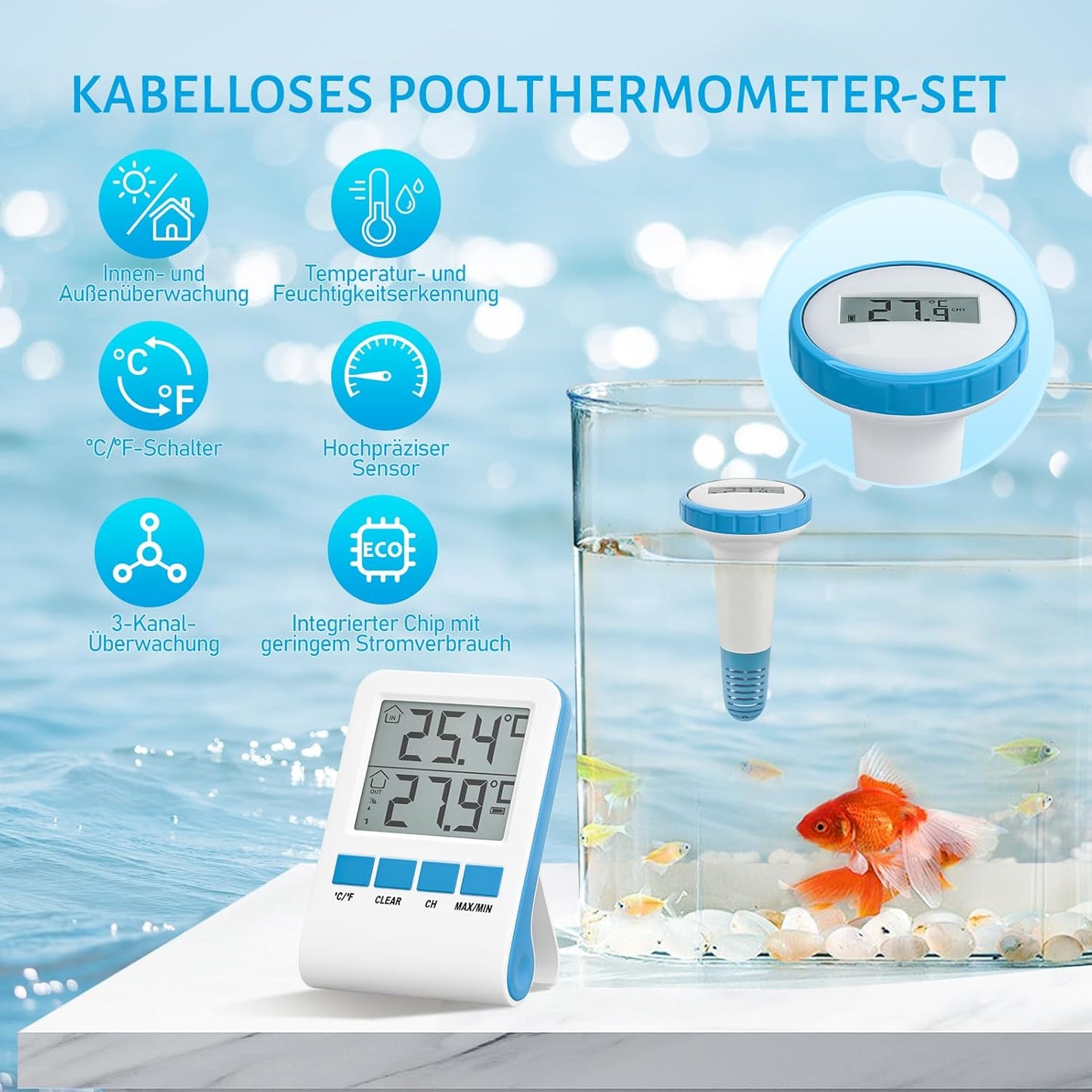 Schwimmendes Digital-Poolthermometer, HL-3