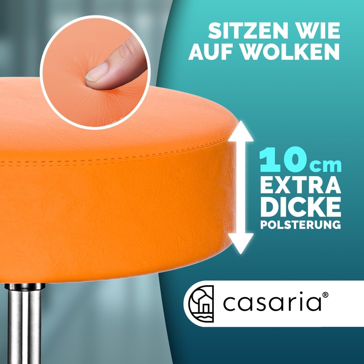 Höhenverstellbarer Rollhocker, 2er-Set, 2 Orange