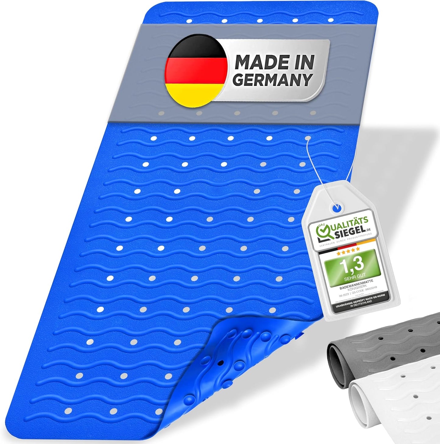 Rutschfeste Badewannenmatte, Blau