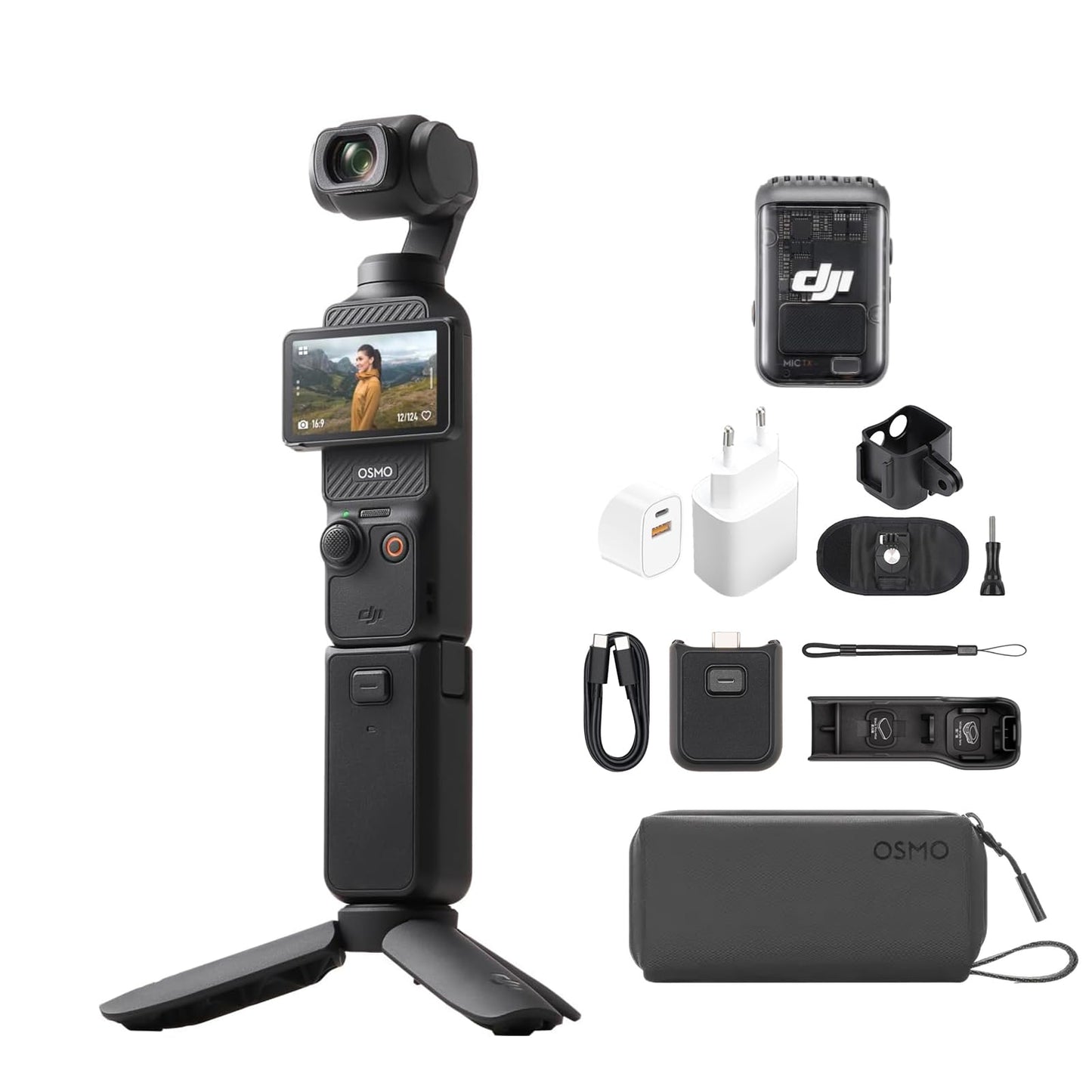 Osmo Pocket 3 Kreativ Combo mit Rucksackclip, Rucksackhalterung Clip + Ladestecker