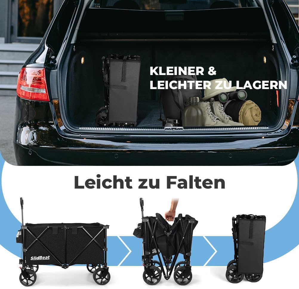 Faltbarer Bollerwagen, Schwarz XXL