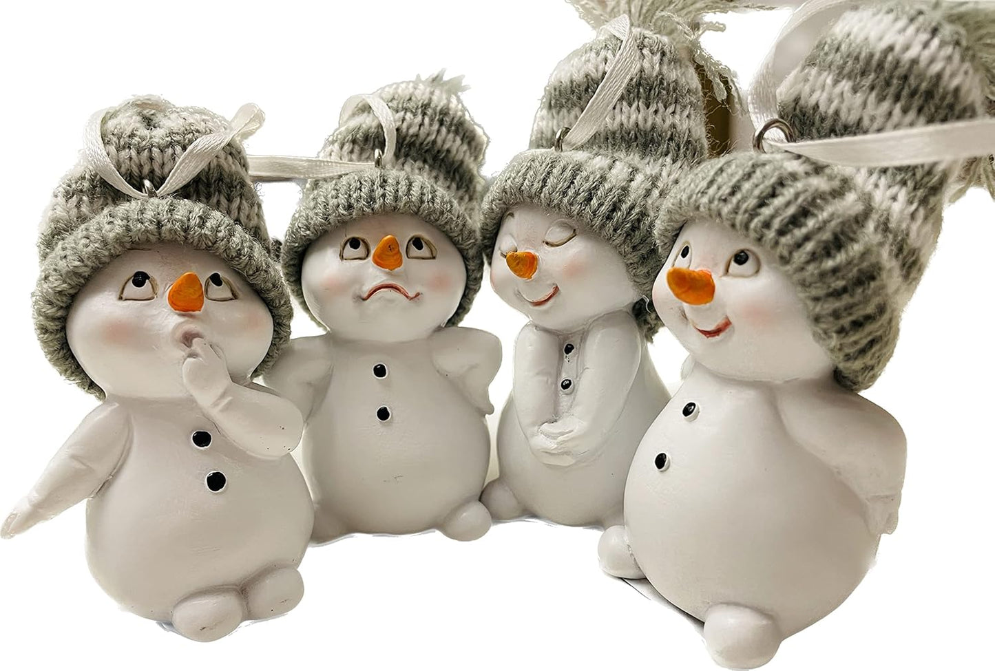 4er-Set Schneemann Anhänger, Grau-hängend