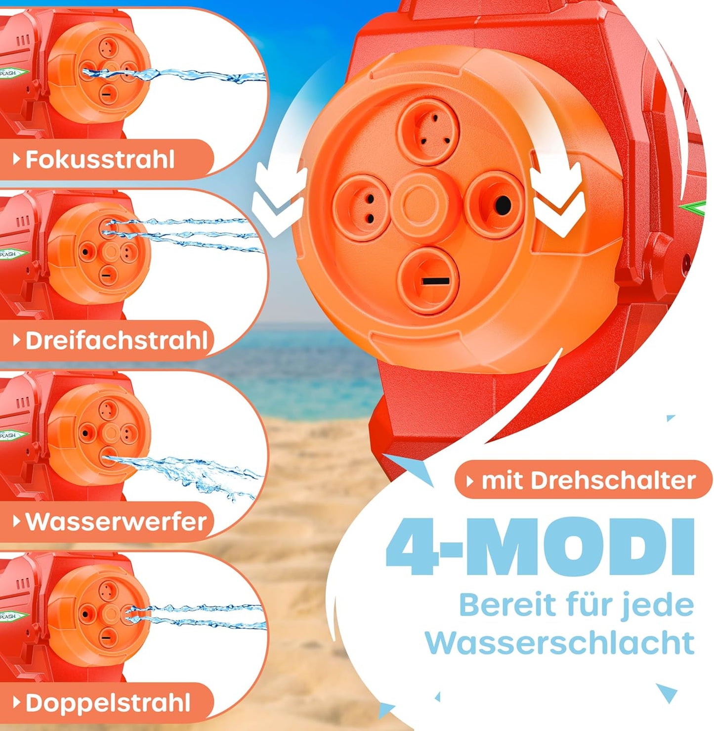 Wasserpistolen, 2 Stück, Schwarz / Rot
