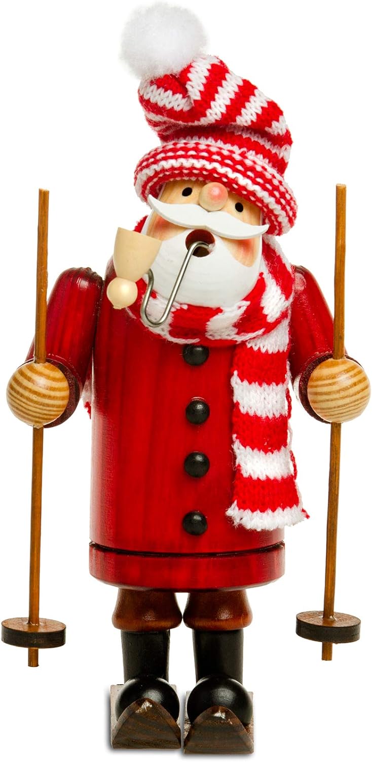 Räuchermännchen Weihnachtsmann auf Skiern, Höhe ca. 19.5 cm|A25 Rot - Weihnachtsmann auf Skiern