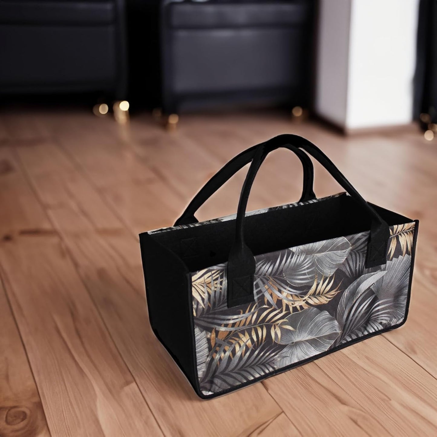 2er-Set Filztaschen-Set für Holz, Blume - Braun