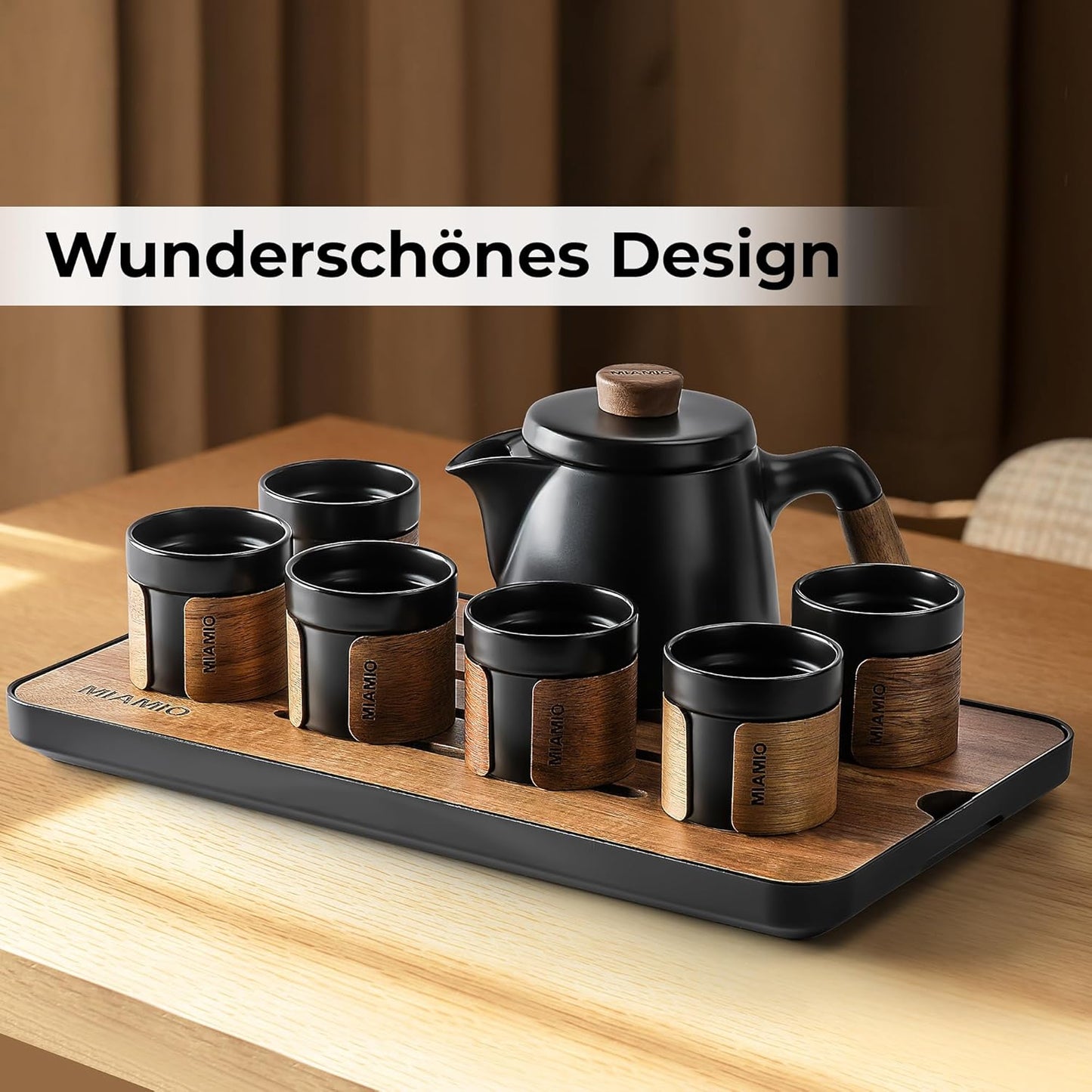 Japanisches Tee-Set mit Teekanne und Teesieb, Schwarz
