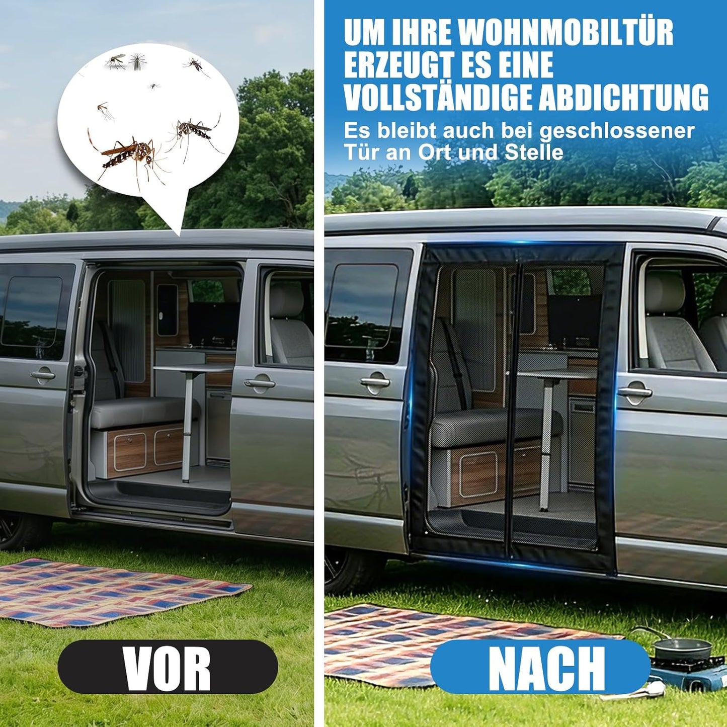 Magnetisches Moskitonetz für VW T5 und T6 Schiebetür, Schiebetür