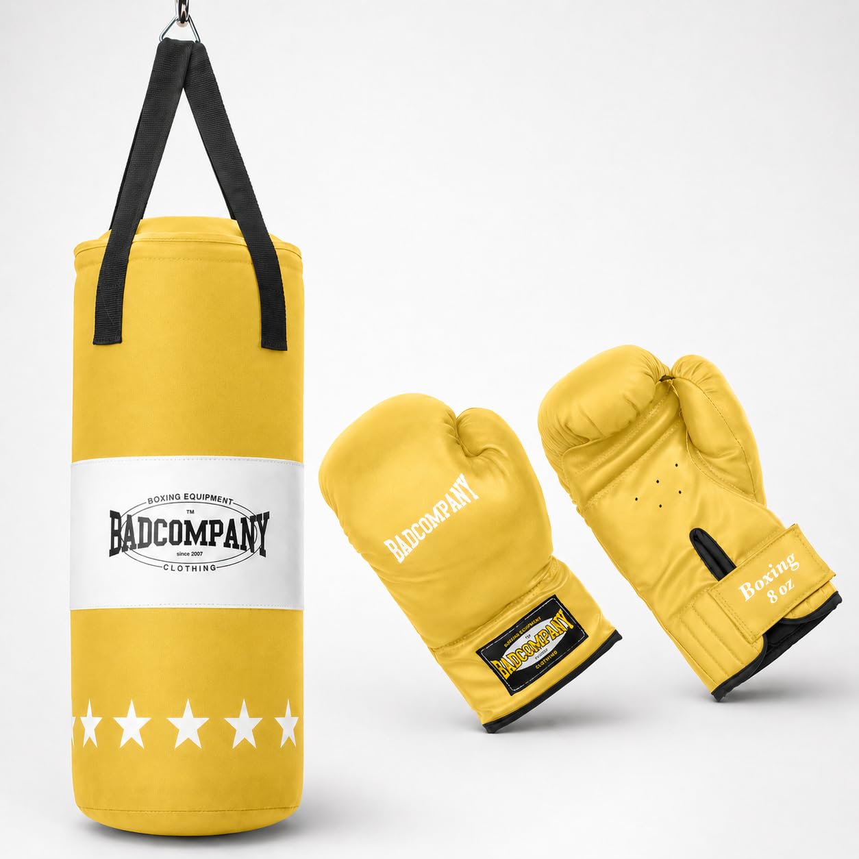 Boxsack für Kinder mit Handschuhen, Gelb