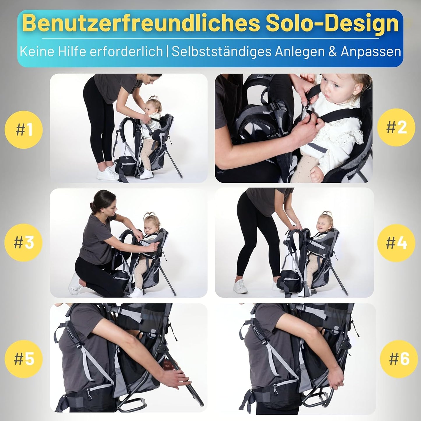 Kraxe Kindertrage mit Sonnendach und Regenschutz, Blau