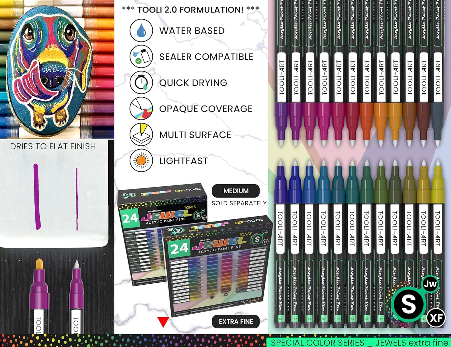 Juwel Extra Fein Acrylstifte-Set für Steinmalerei, wasserfest, JUWEL EXTRA FEIN